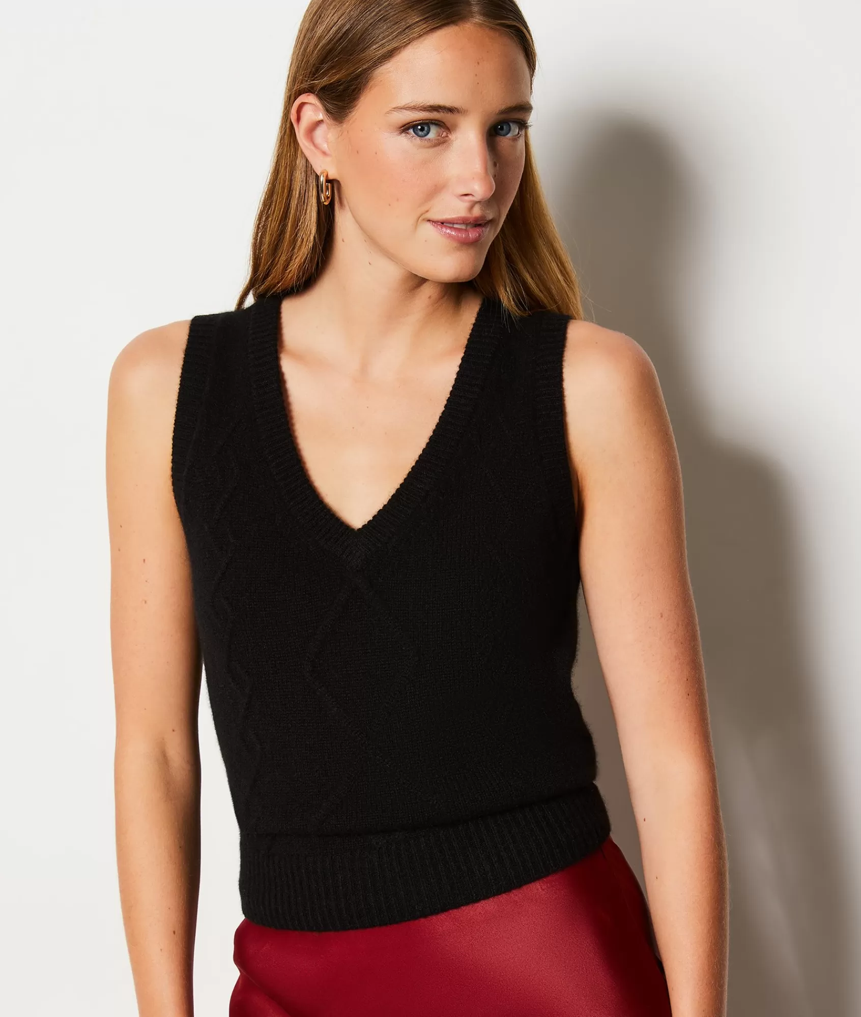 Etam T-shirts>Pull sans manches col V 100% cachemire