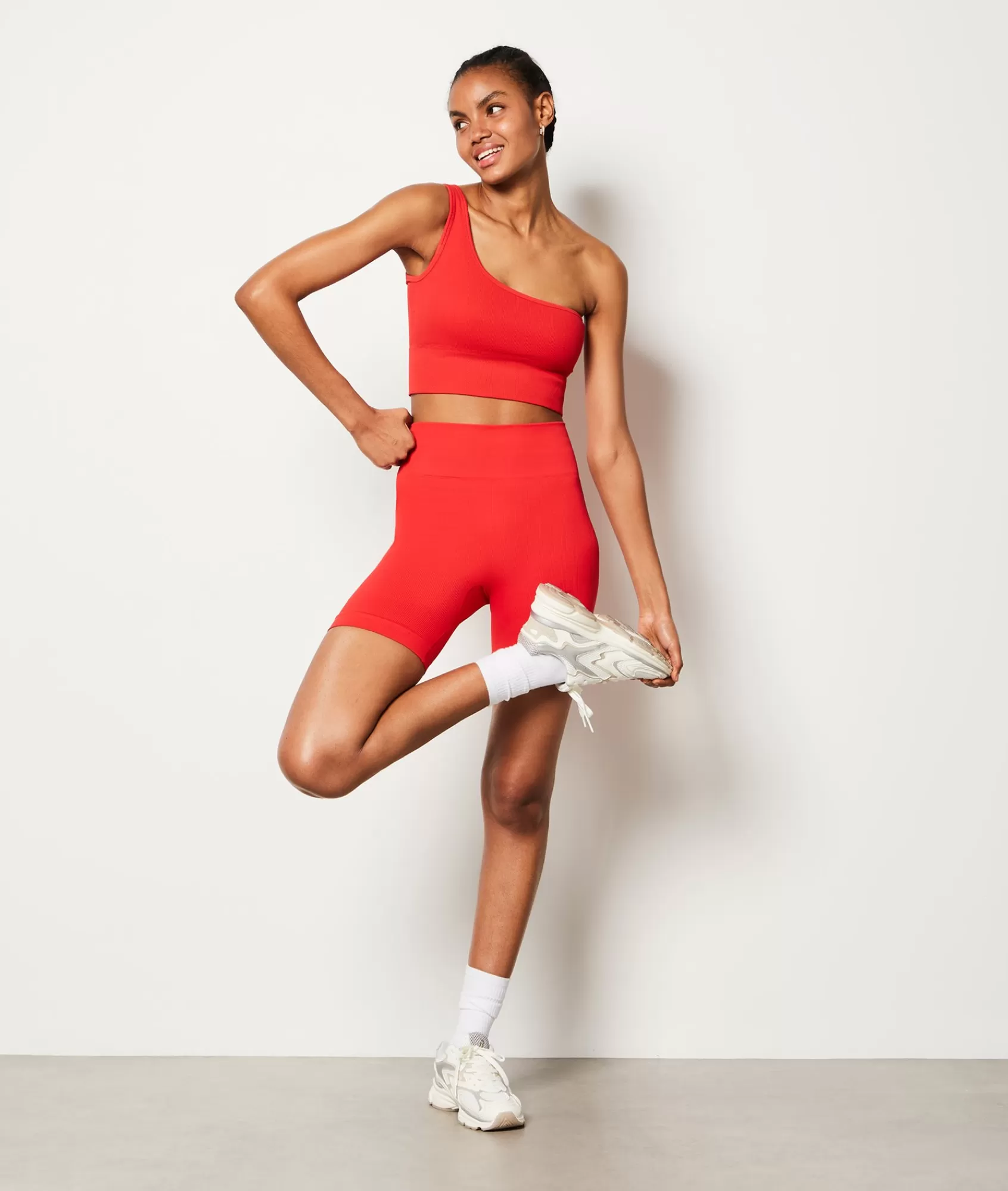 Etam Sports Bras>Ribbed Asymmetric Bralette - Light Support