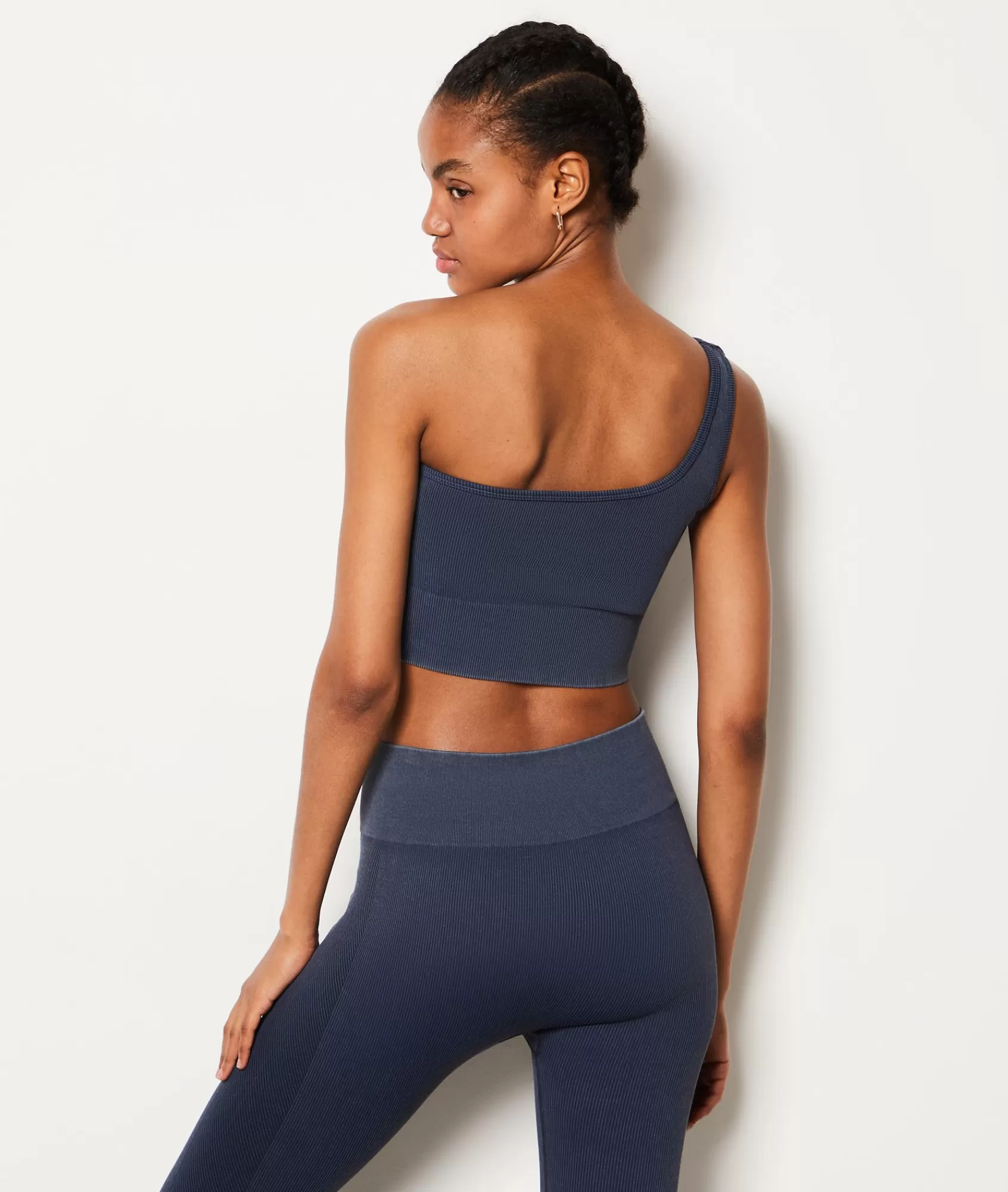 Etam Sports Bras>Ribbed Asymmetric Bralette - Light Support