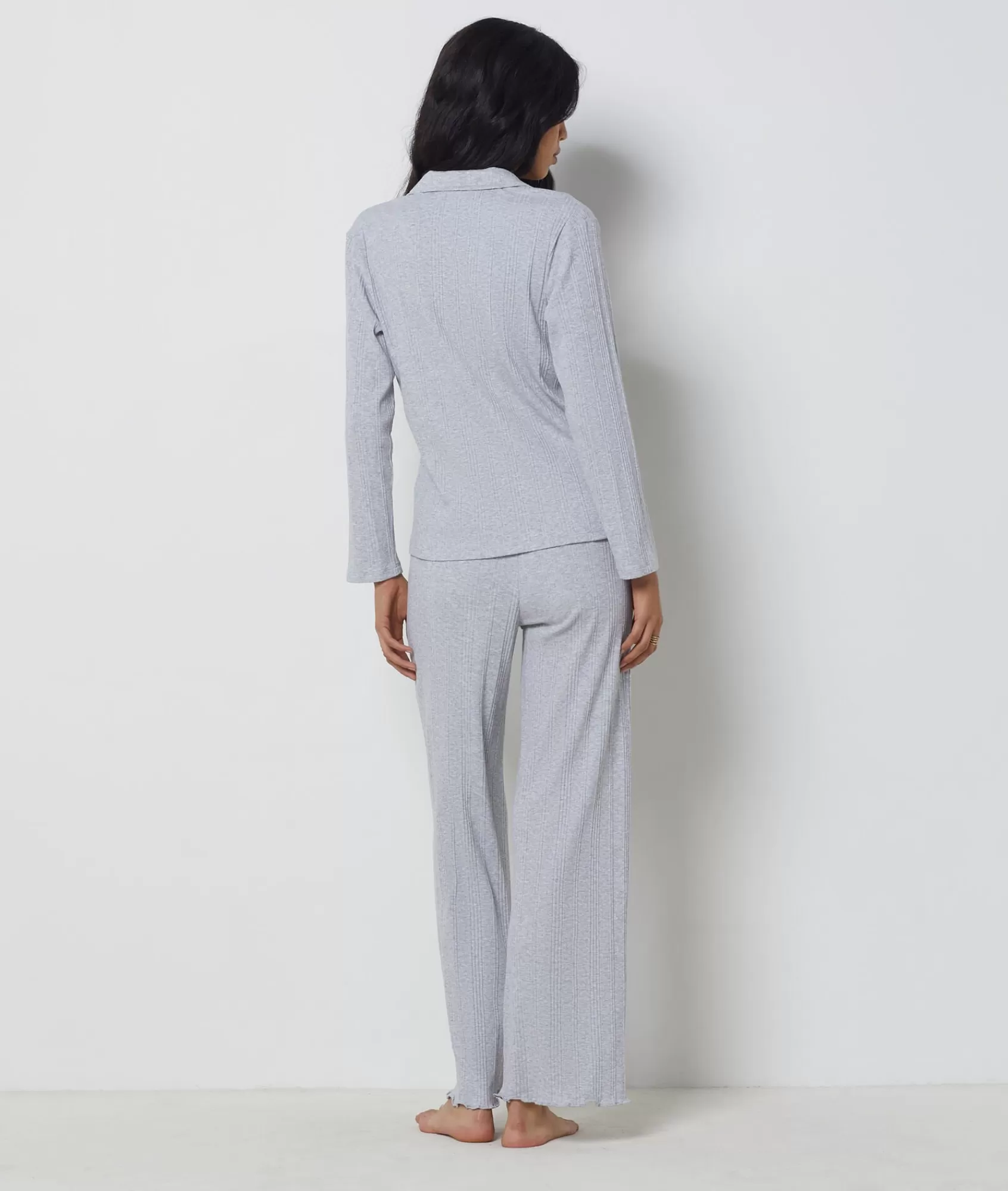 Etam Pyjama Tops>Richelieu Ribbed Knit Pyjama Shirt