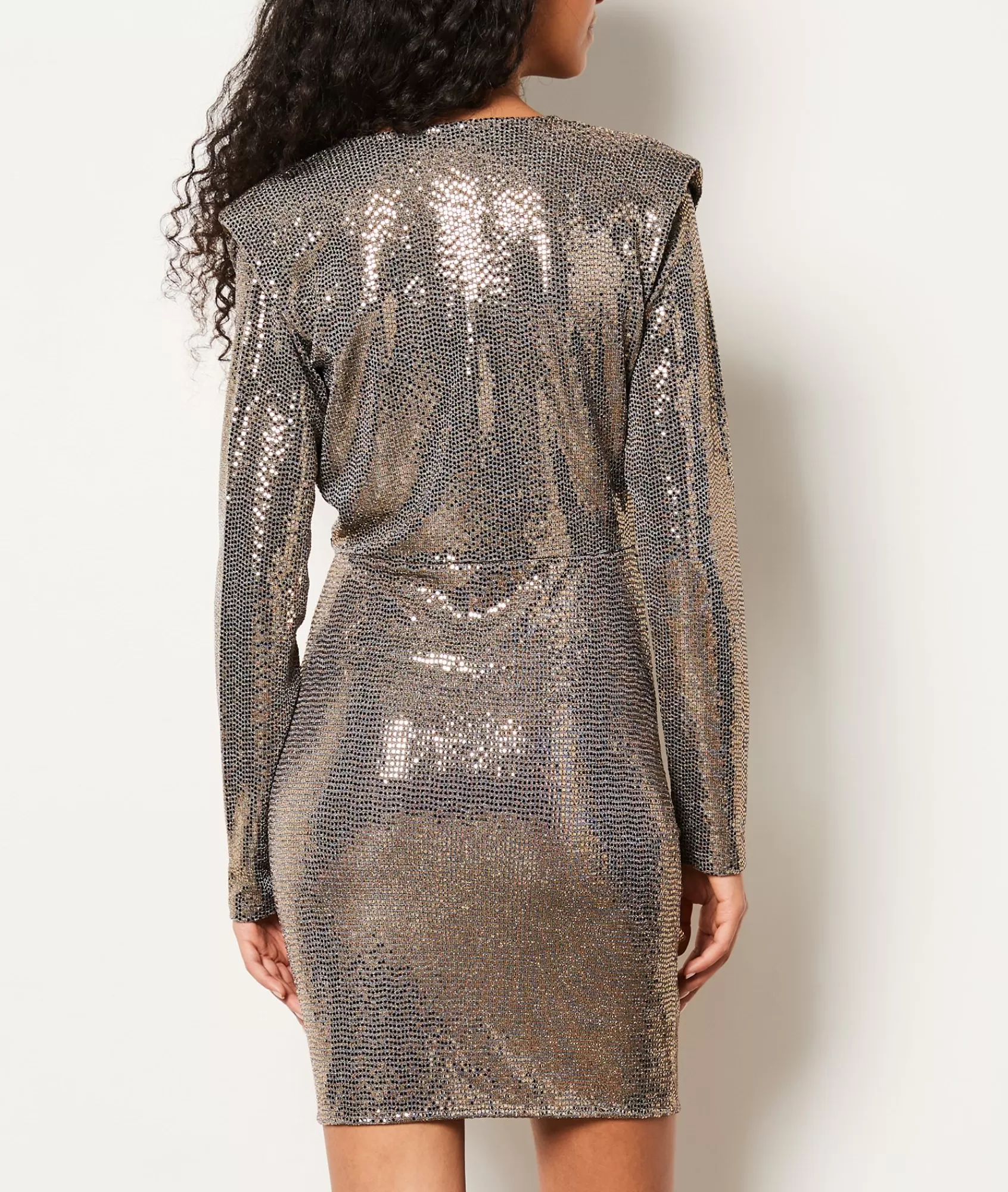 Etam Sequin>Robe courte col V à sequins
