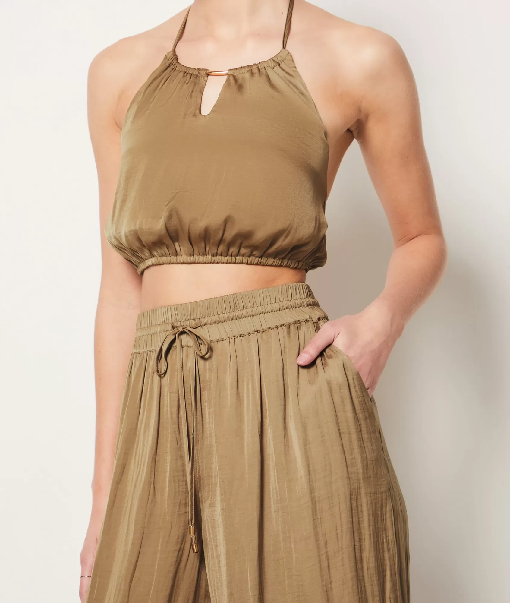 Etam Pyjama Tops>Satin Cropped Camisole