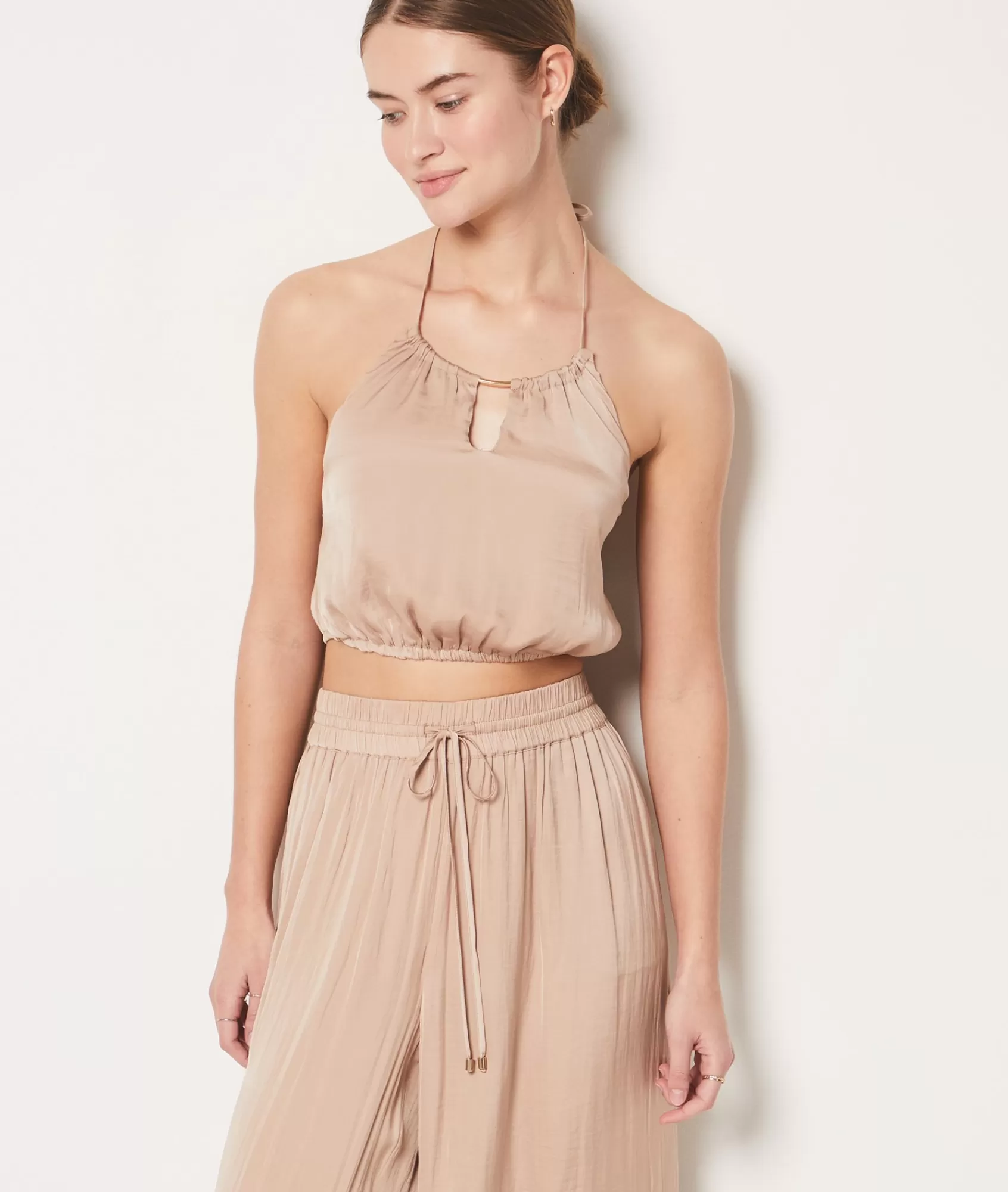 Etam Pyjama Tops>Satin Cropped Camisole