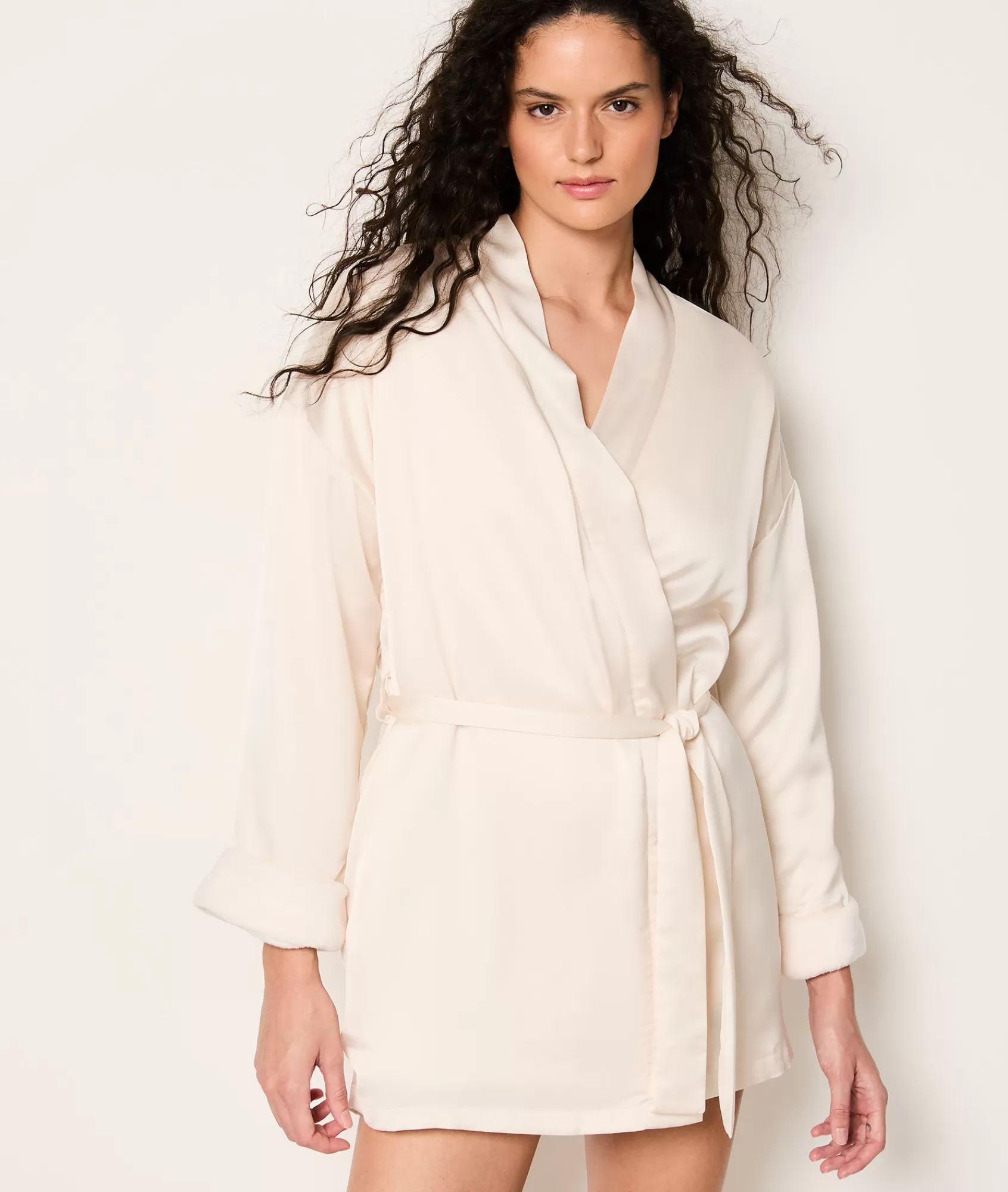 Etam Robes & Kimonos>Satin Robe With Fleece Interior