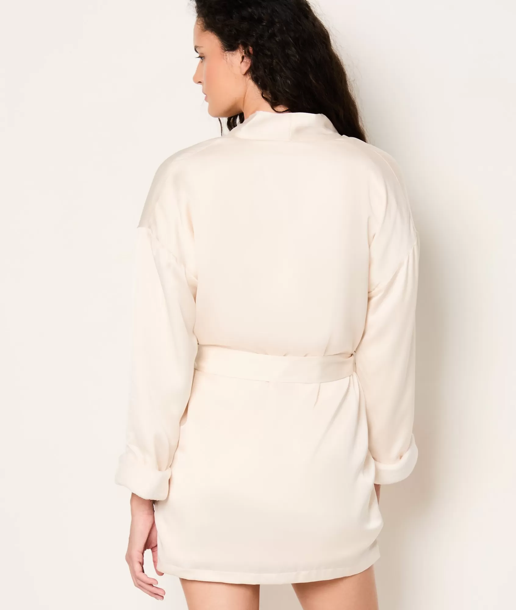 Etam Robes & Kimonos>Satin Robe With Fleece Interior