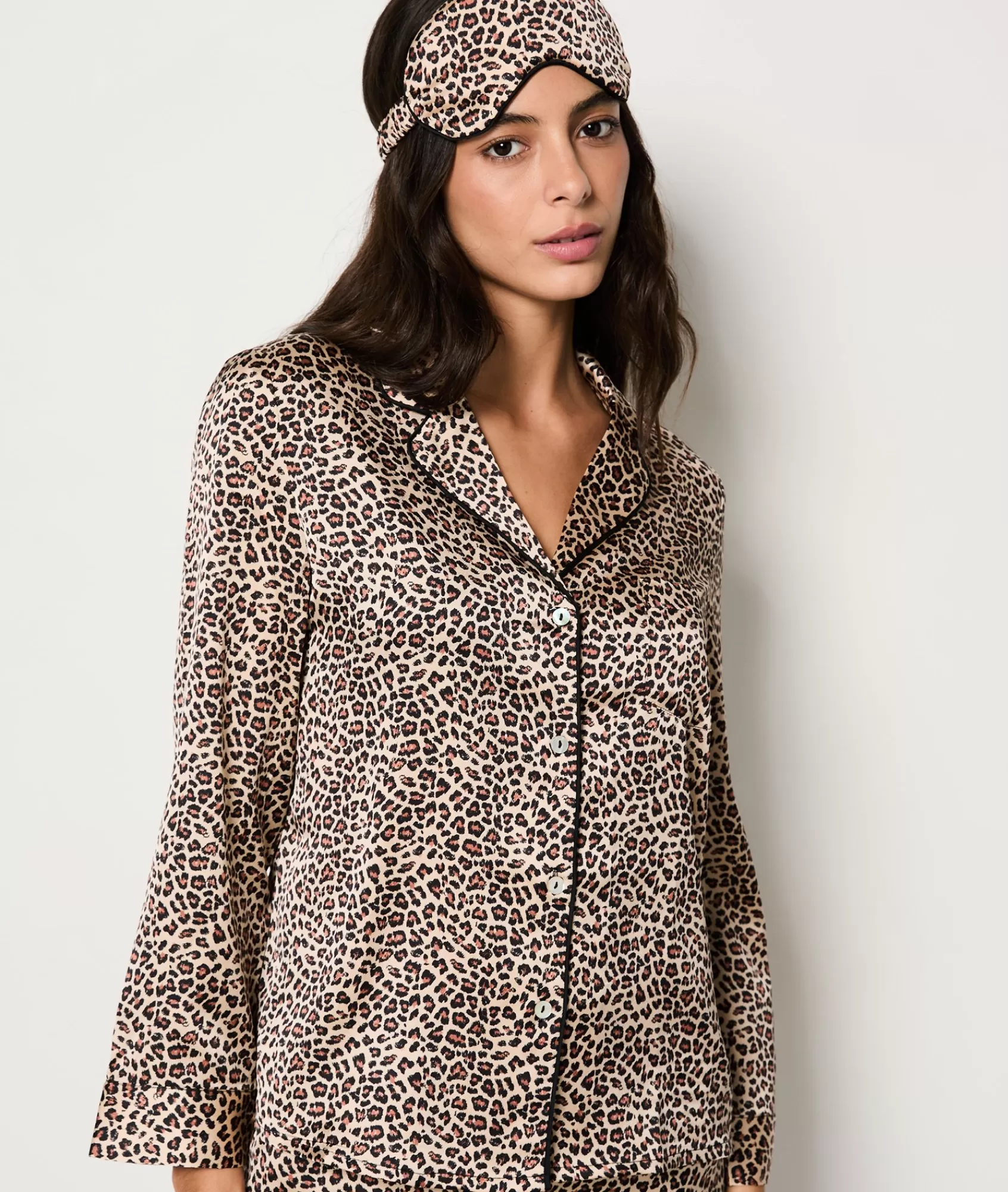Etam 2 And 3-piece Pyjamas>Set cadeau pyjama et masque satiné motifs léopard
