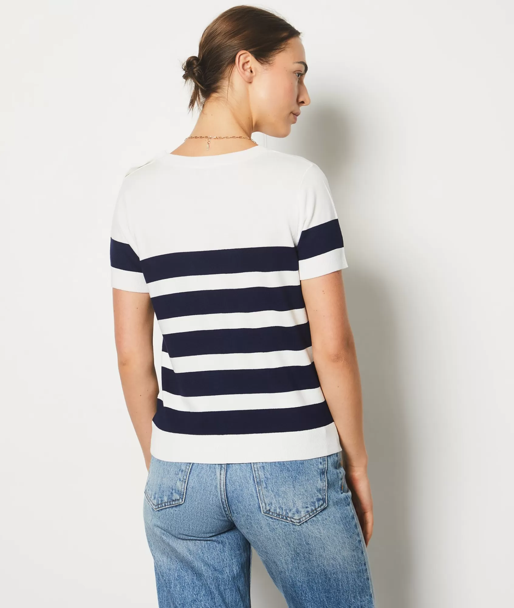 Etam V-necks>Short-sleeved Breton Sweater