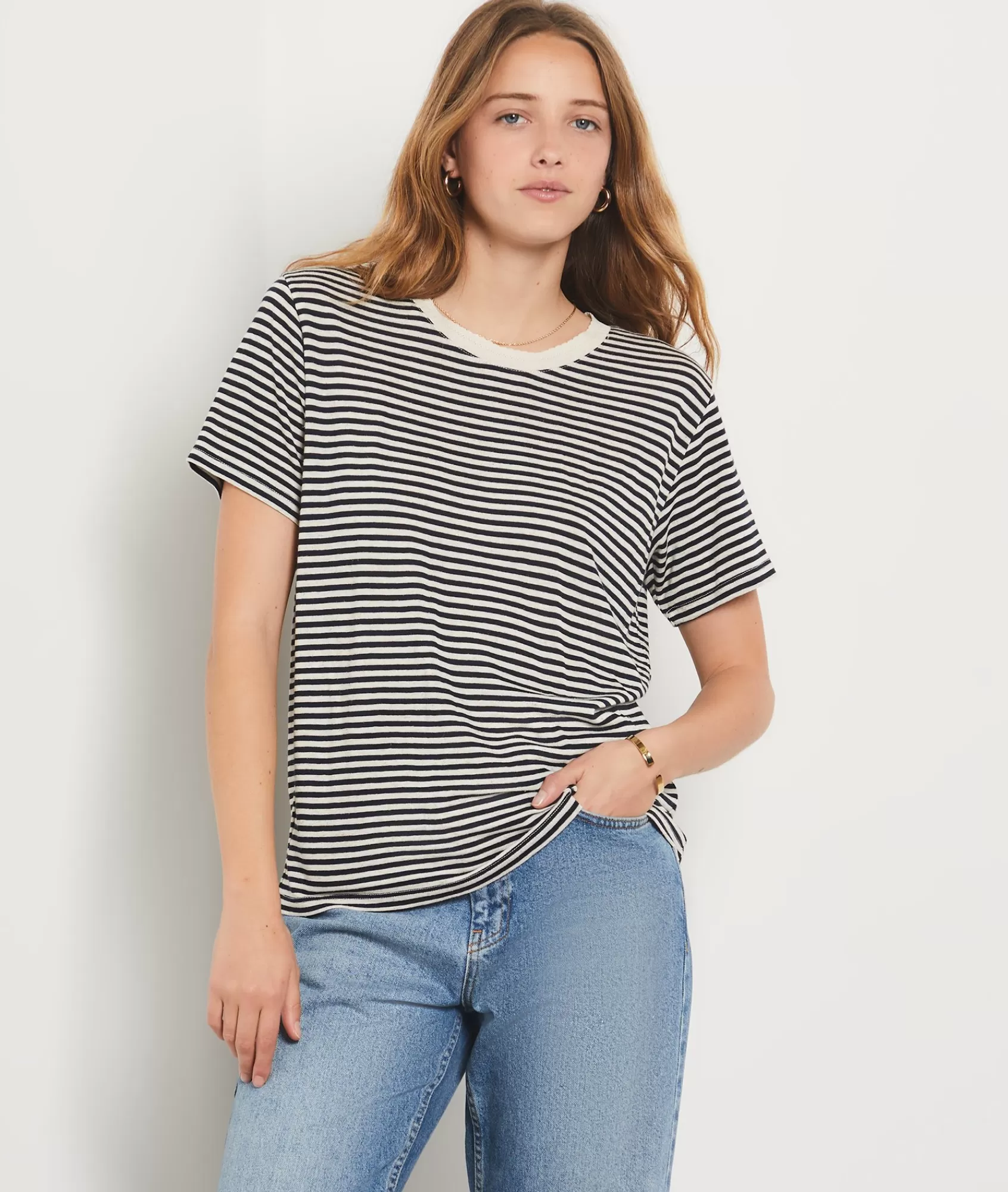 Etam T-shirts>Short-sleeved Breton T-shirt