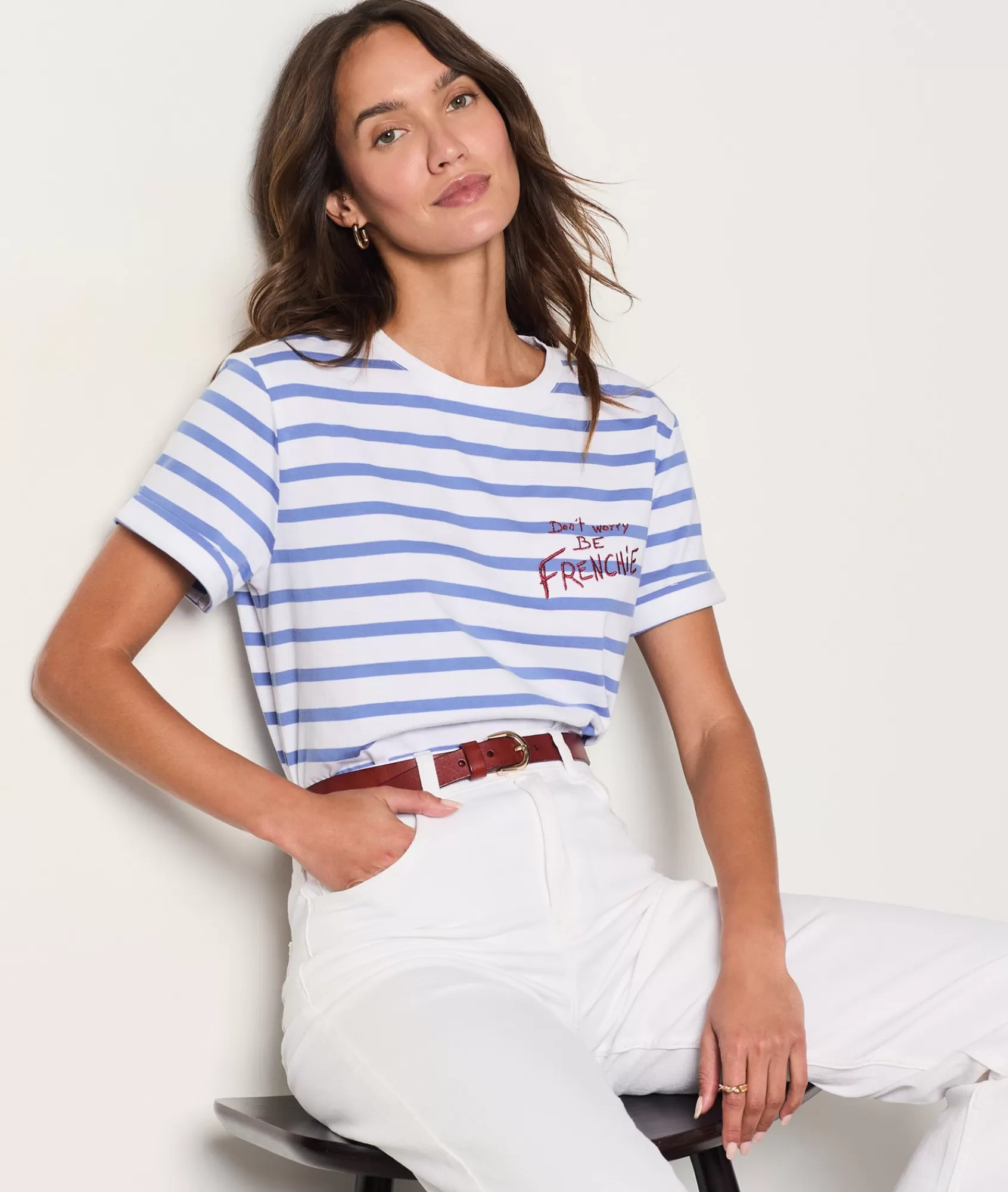 Etam T-shirts>Short-sleeved cotton Breton T-shirt