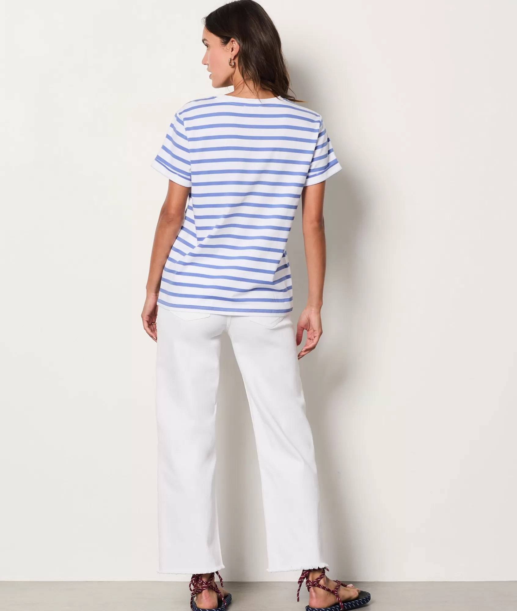 Etam T-shirts>Short-sleeved cotton Breton T-shirt