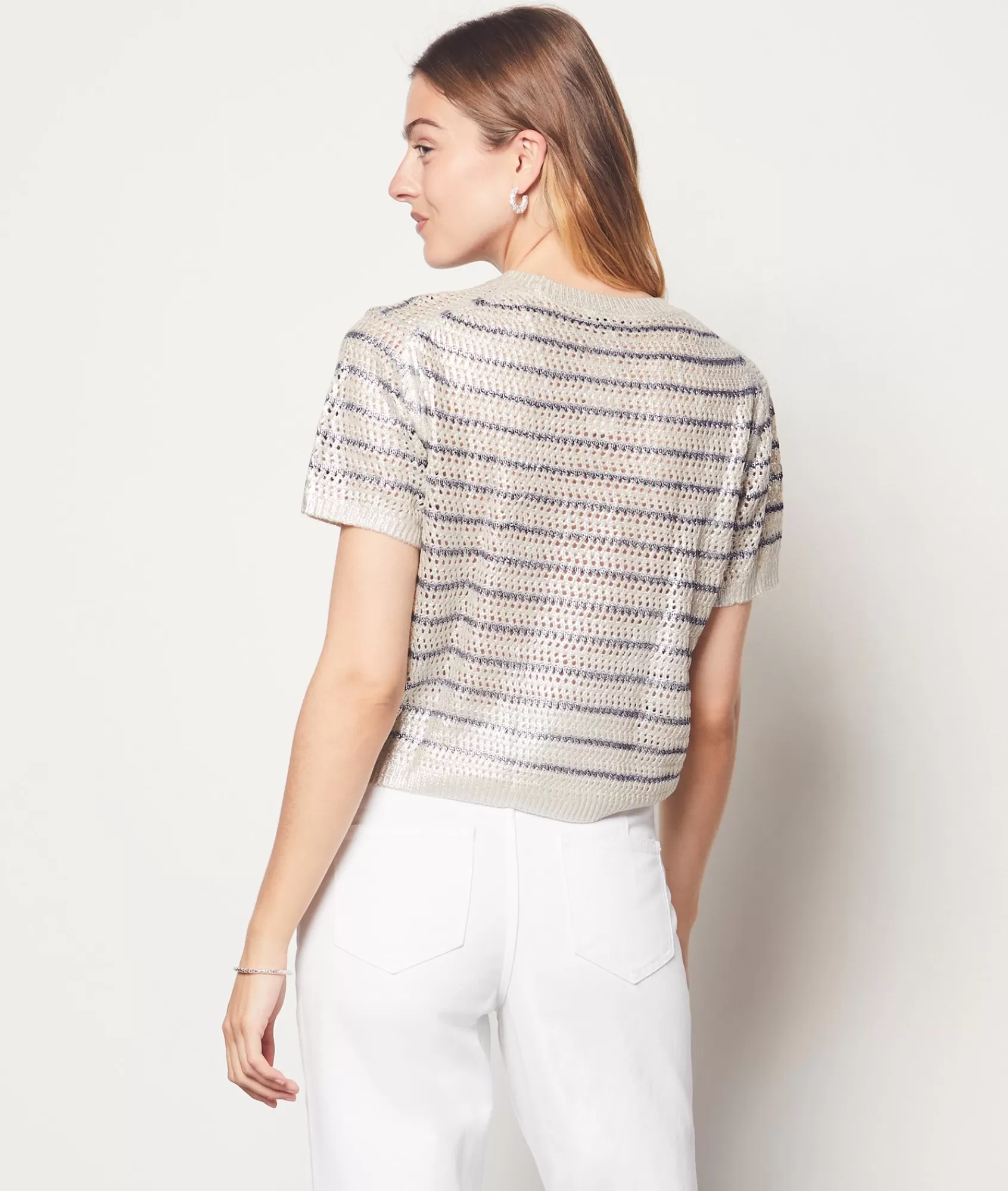 Etam Crewnecks>Short-sleeved Iridescent Sweater