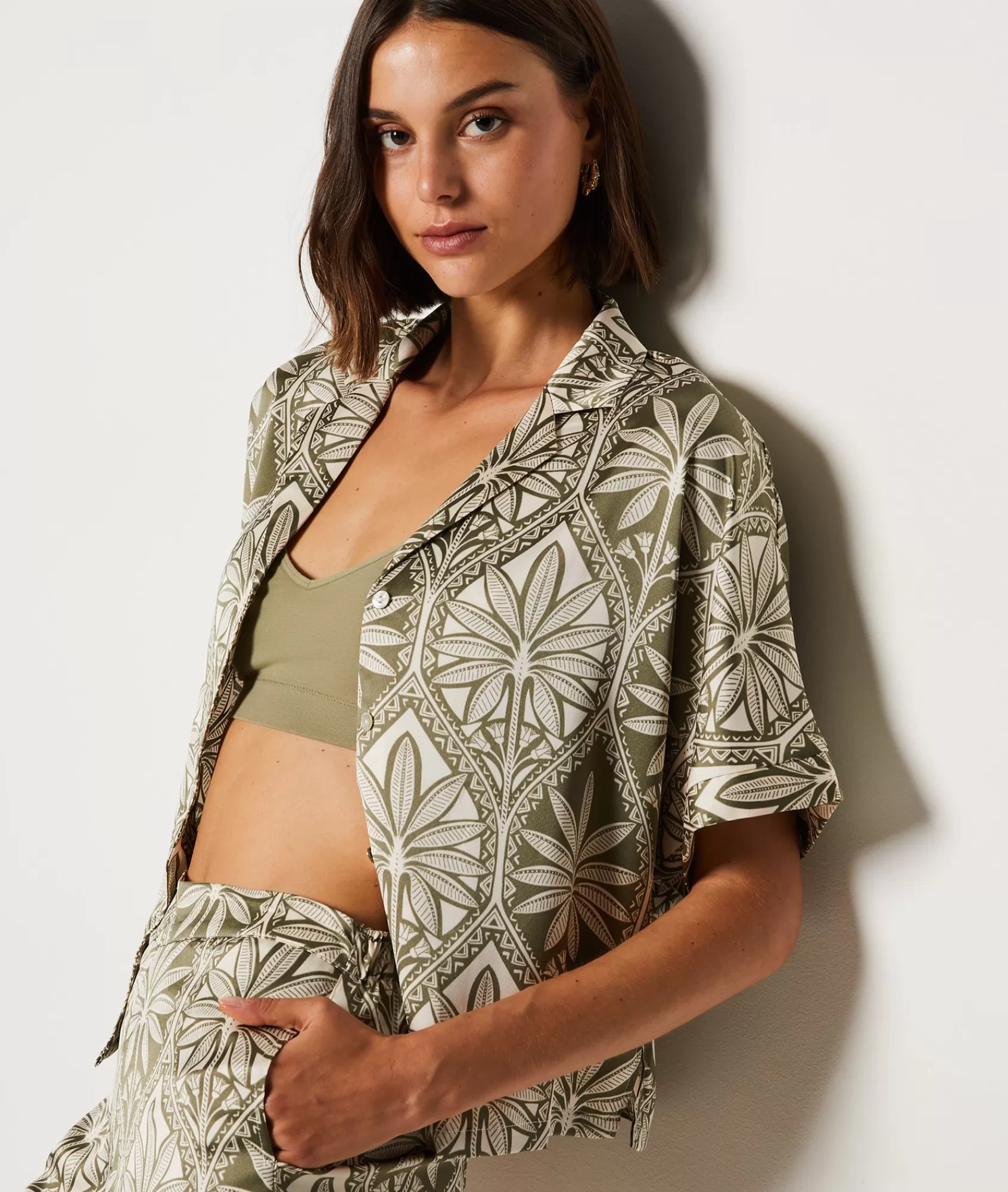 Etam Pyjama Tops>Short-sleeved Satin Pyjama Shirt