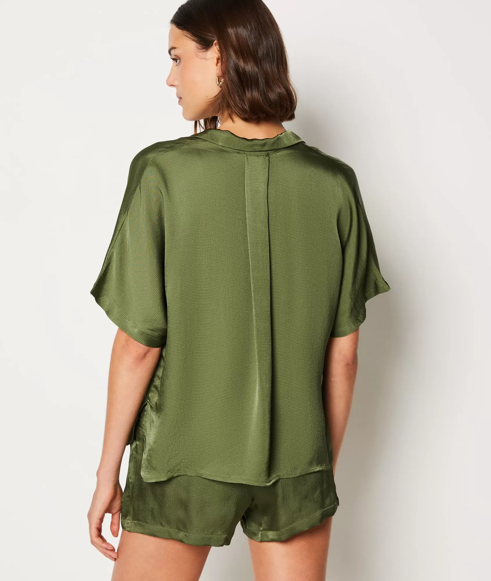 Etam Pyjama Tops>Short-sleeved Satin Pyjama Shirt