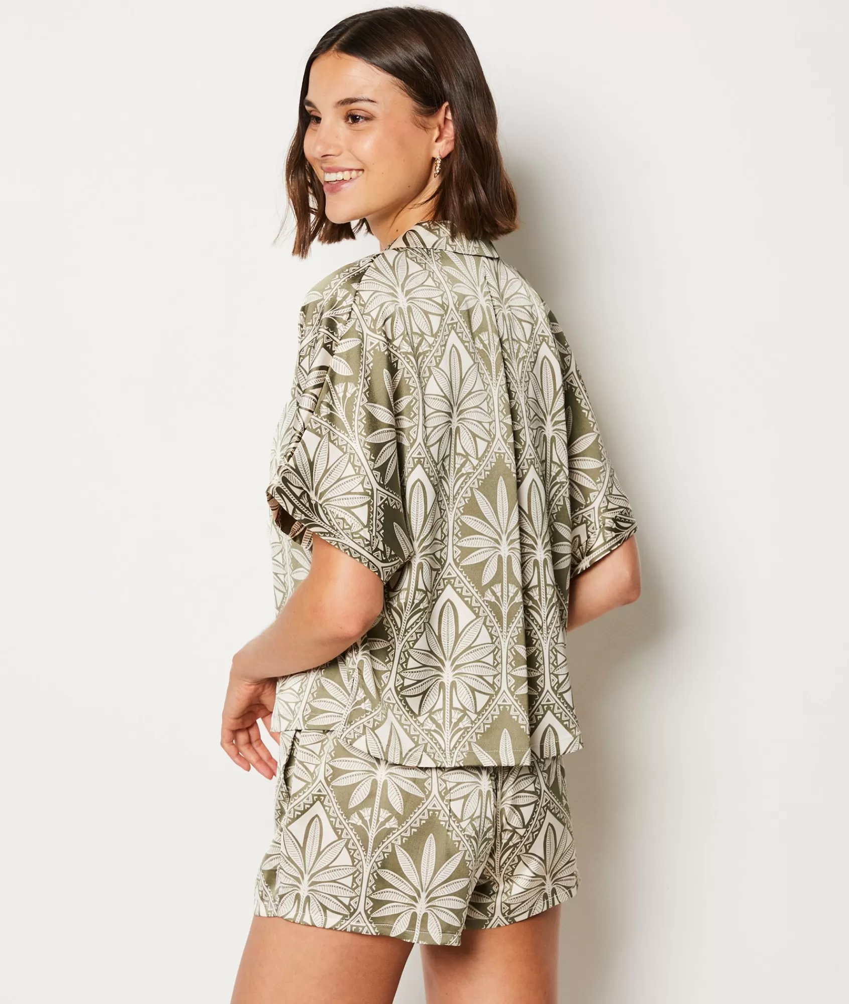Etam Pyjama Tops>Short-sleeved Satin Pyjama Shirt