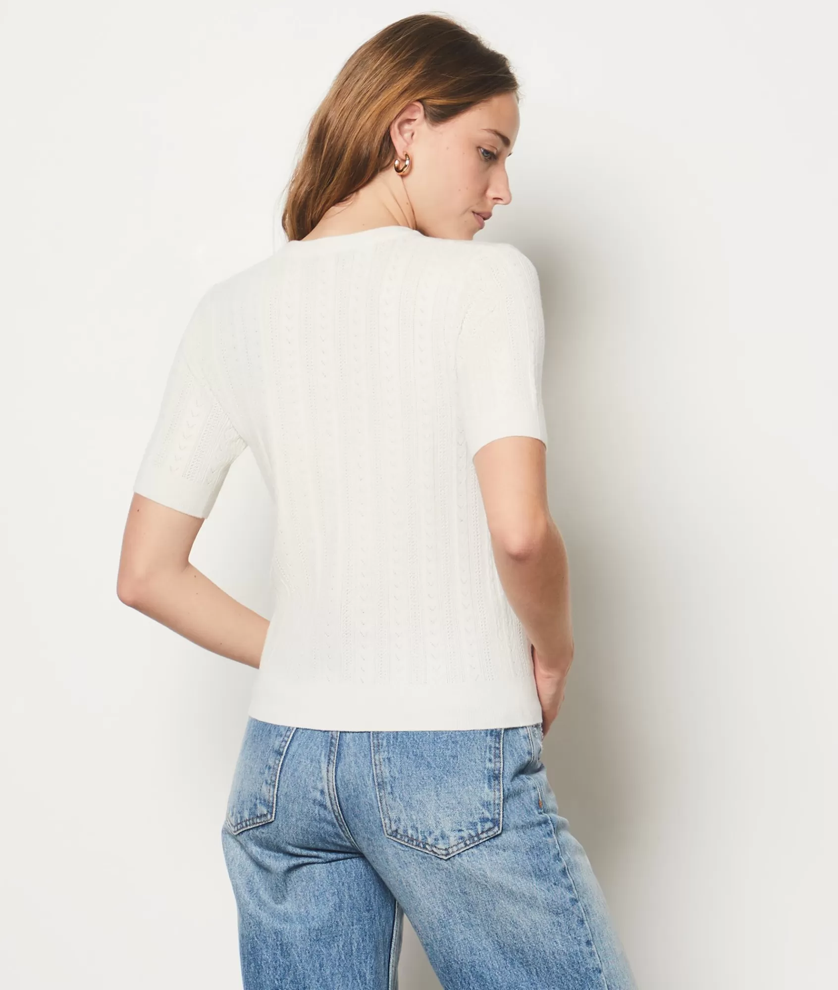 Etam Crewnecks>Short-sleeved sweater with openwork details