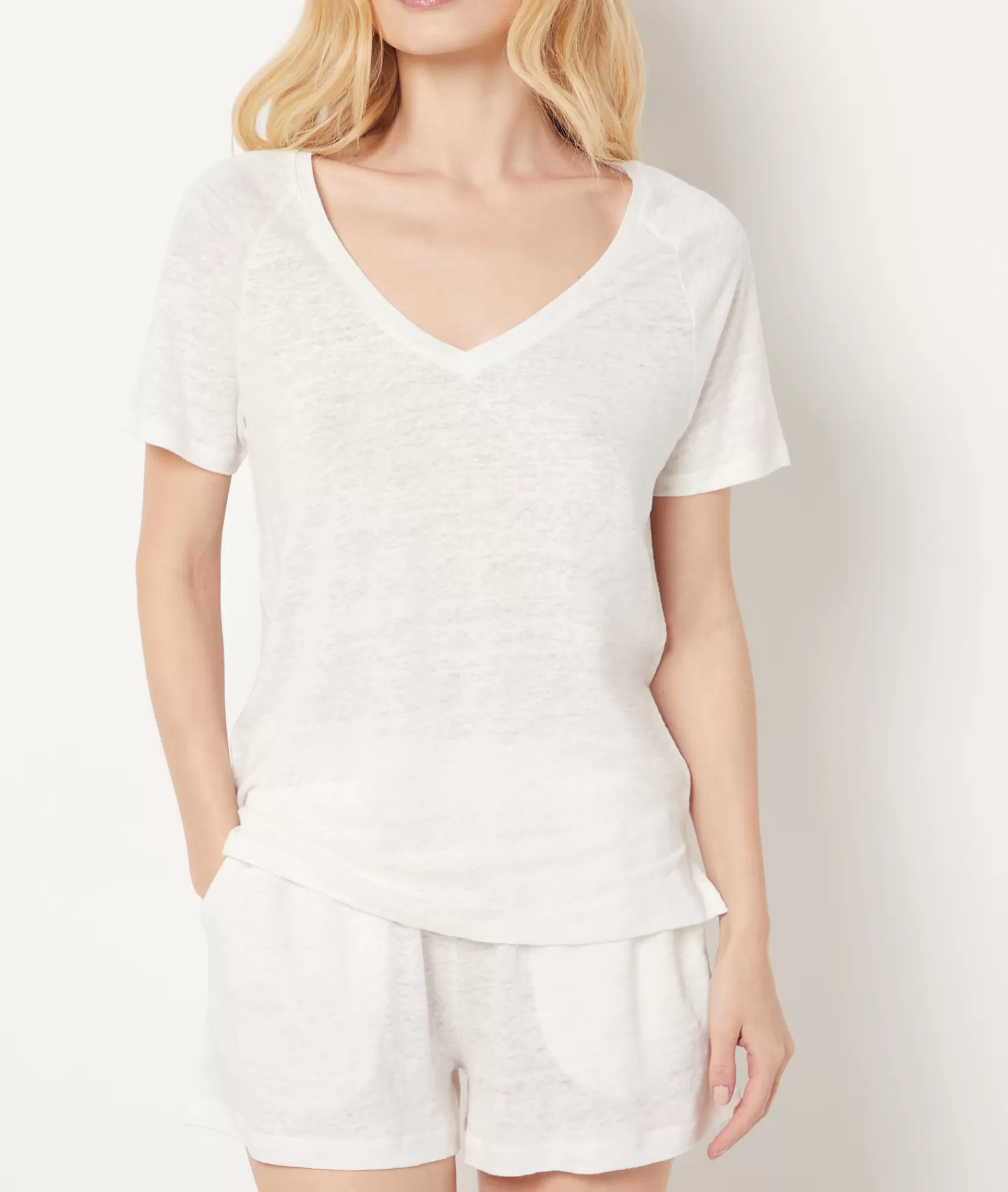 Etam Pyjama Tops>Short-sleeved T-shirt 100% linen