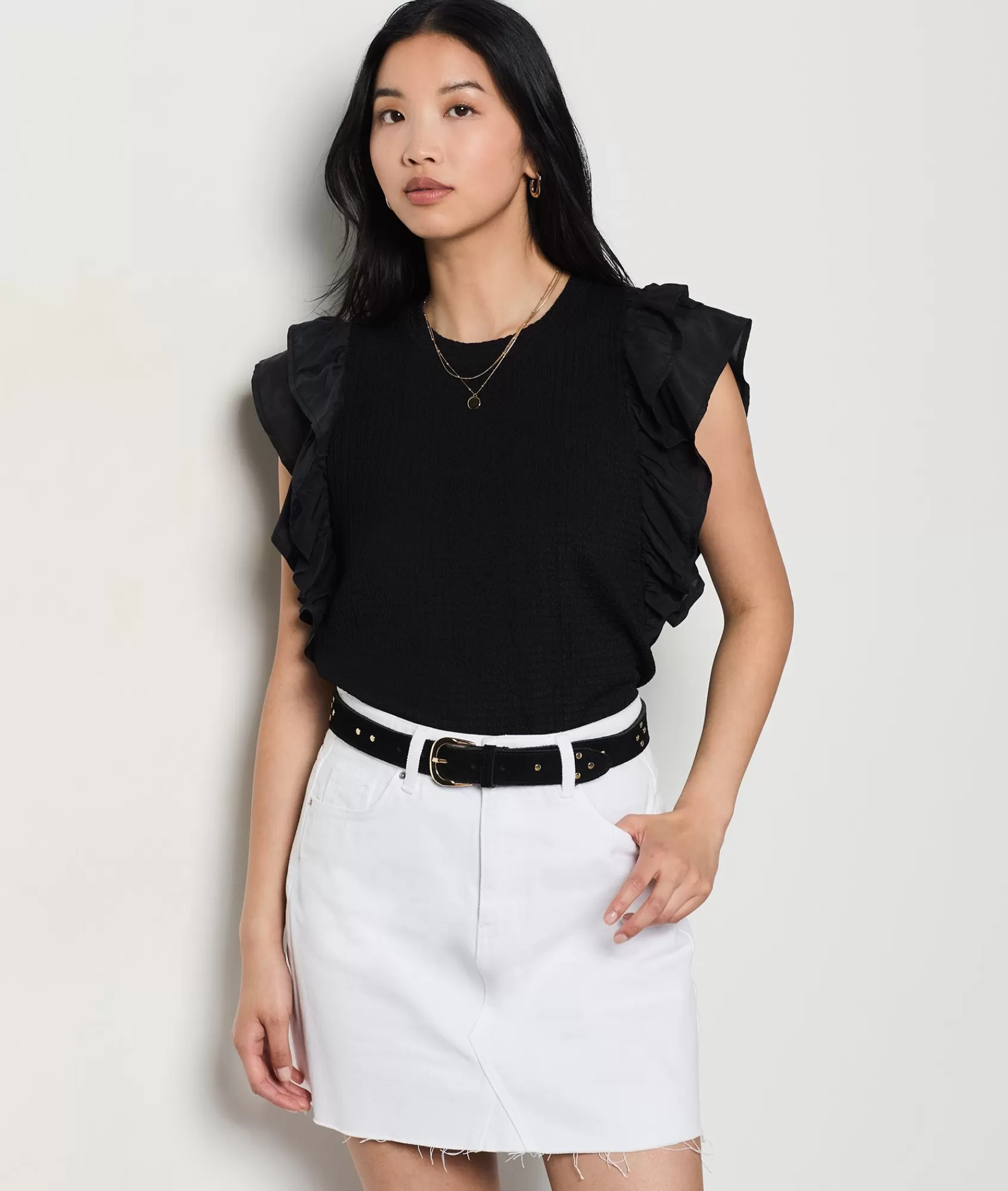Etam T-shirts>Short-sleeved T-shirt with ruffles