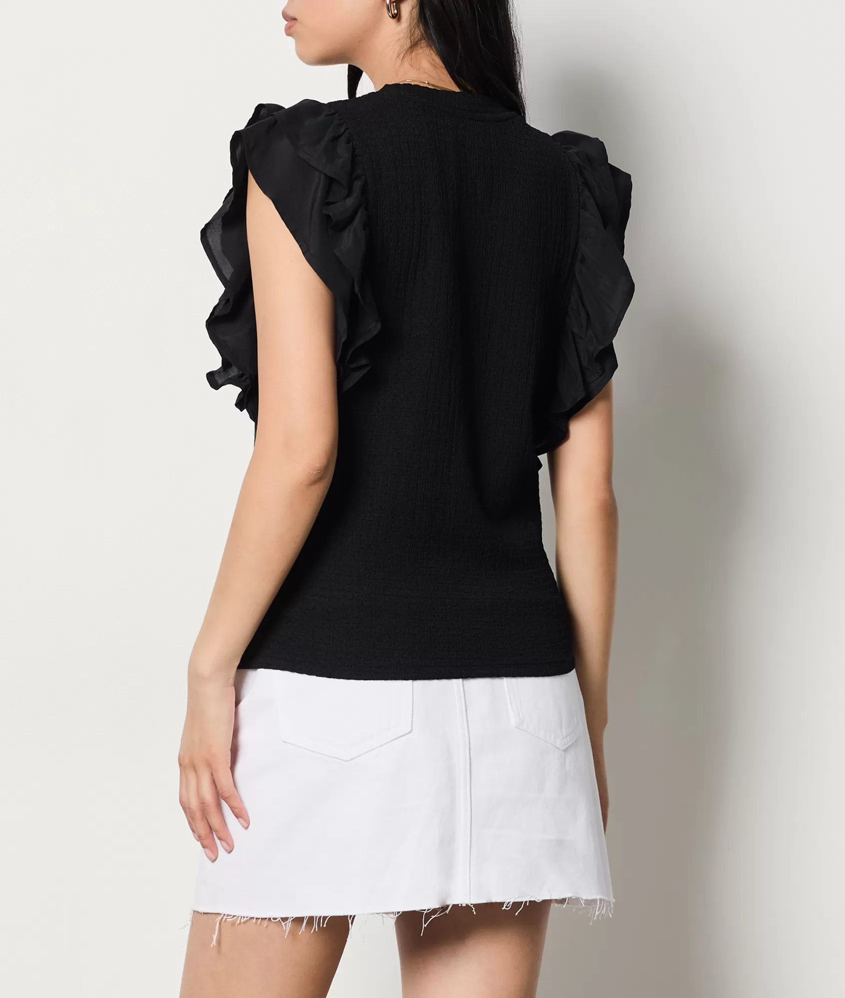 Etam T-shirts>Short-sleeved T-shirt with ruffles