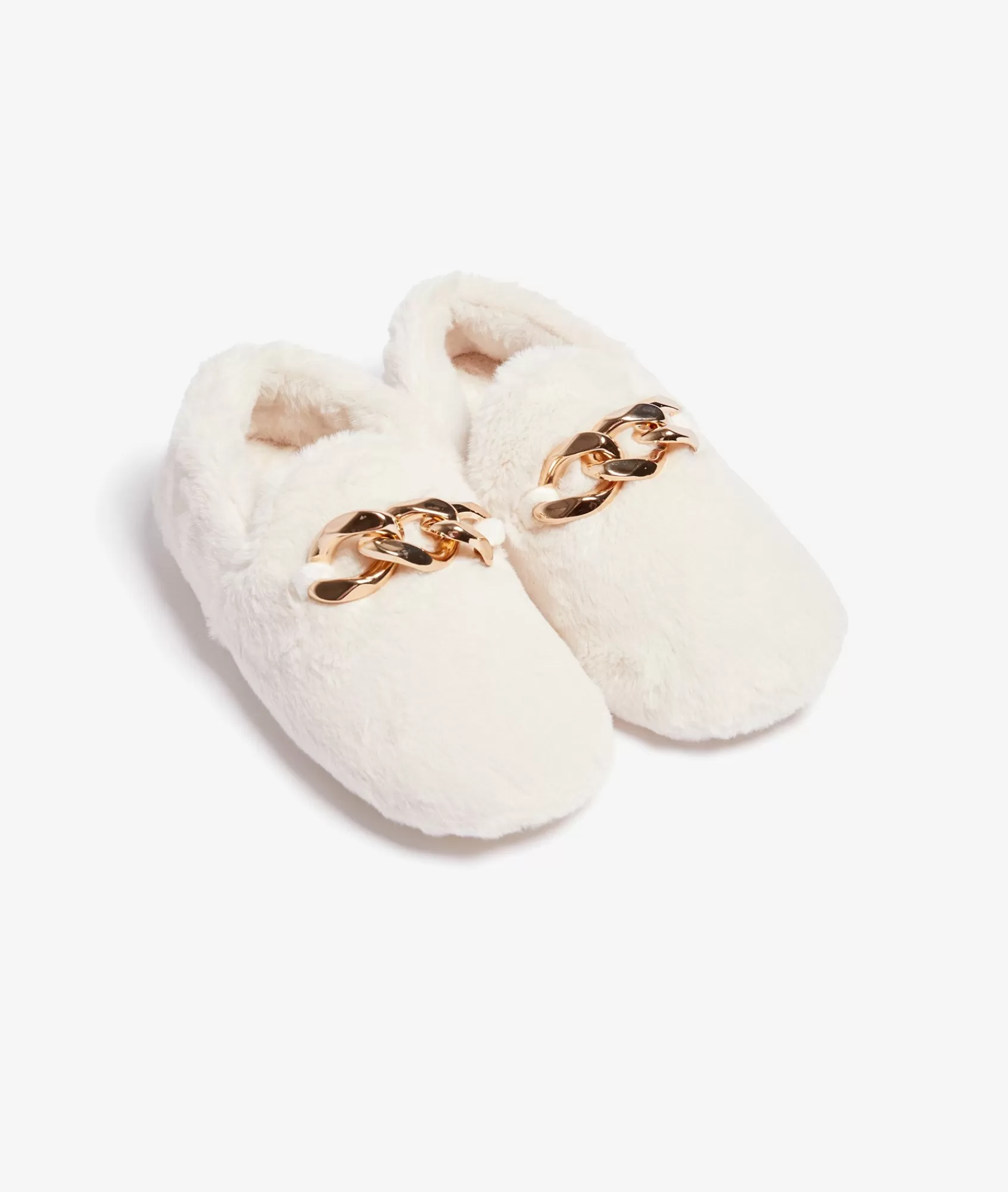 Etam Slippers>Slippers with Fur and Jewel Details