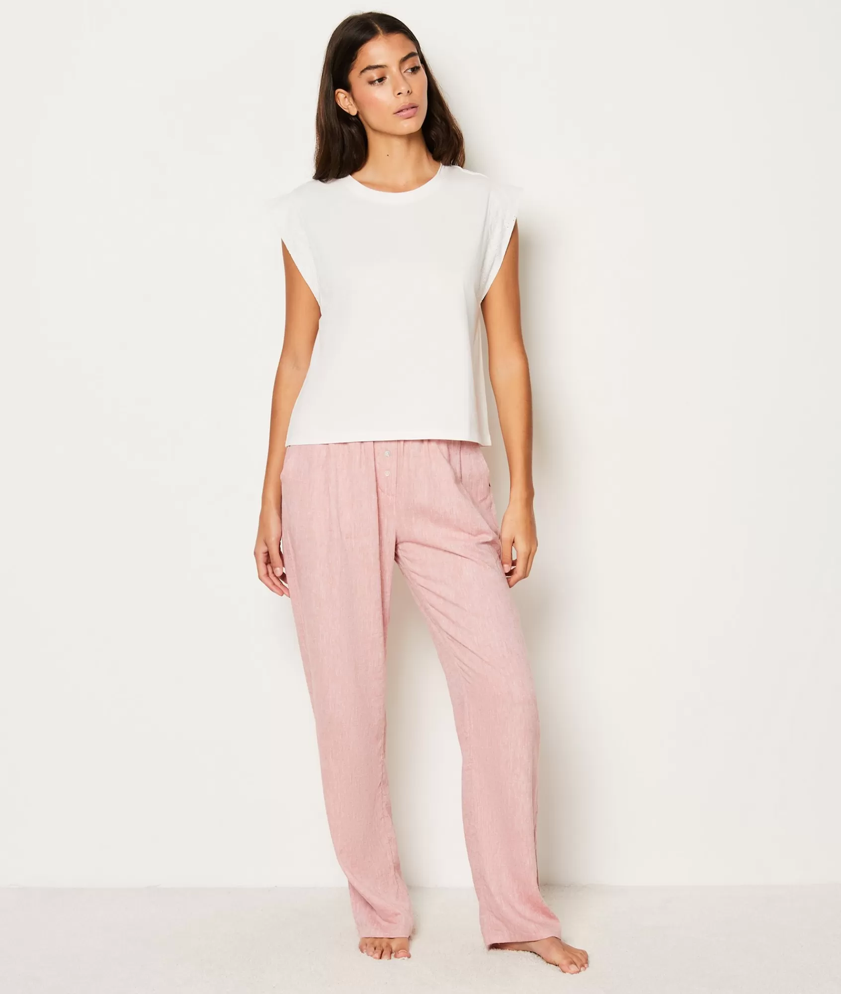 Etam Pyjama Bottoms>Straight Leg Linen Pyjama Trousers