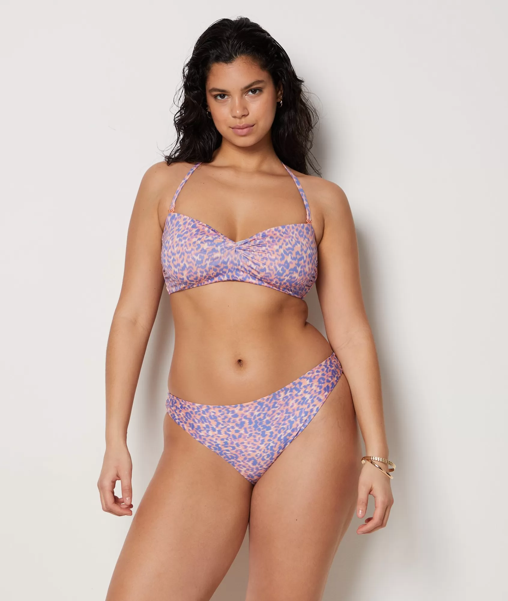 Etam Bandeau Tops | Printed Swimwear>Strapless Underwired Leopard Print Bikini Top
