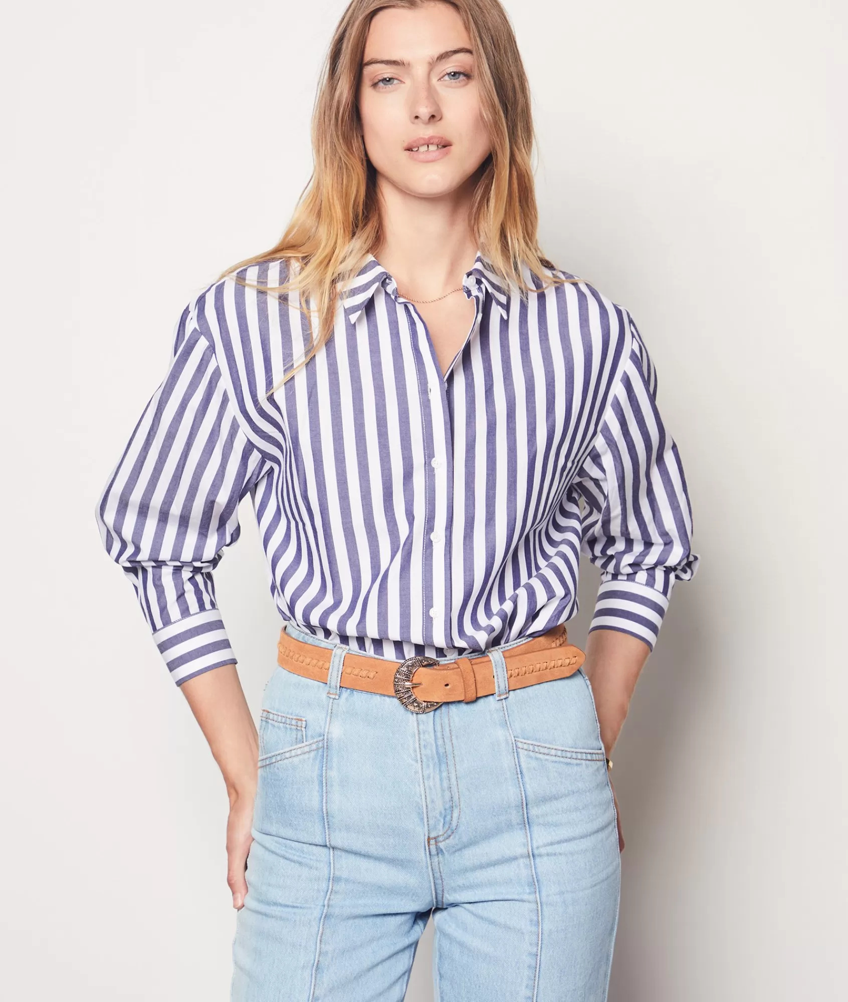Etam Printed Blouses & Shirts | Flowy Shirts>Striped Cotton Shirt