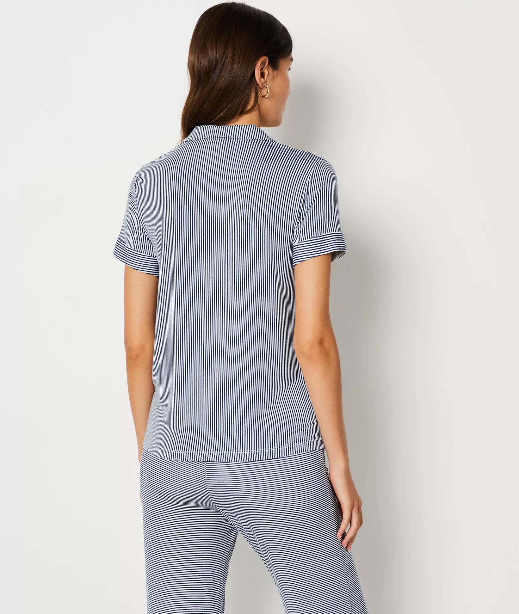 Etam Pyjama Tops>Striped short-sleeved pyjama shirt