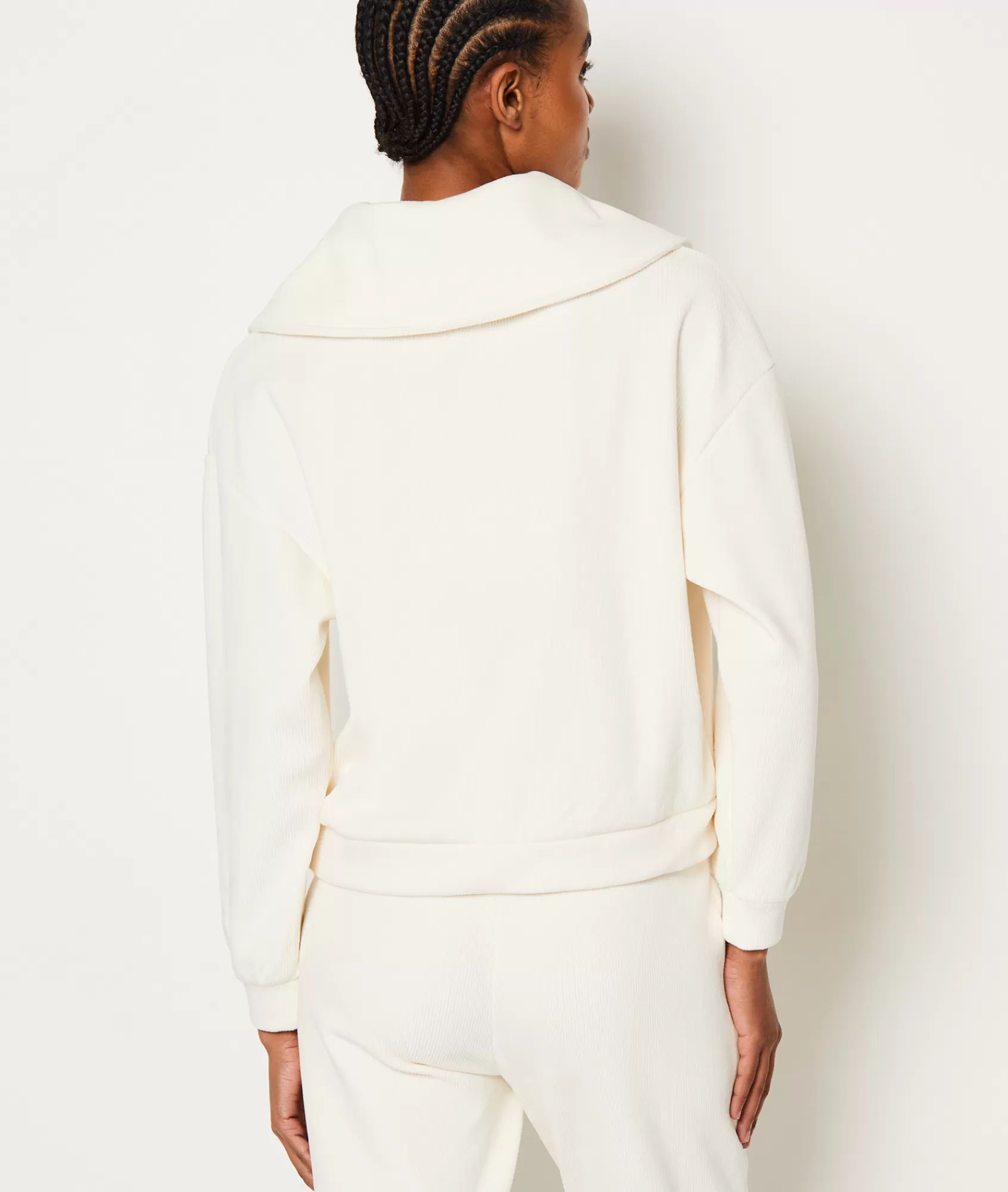 Etam Loungewear | Pyjama Ponchos, Sweatshirts & Jackets>Sweat de pyjama côtelé col camionneur