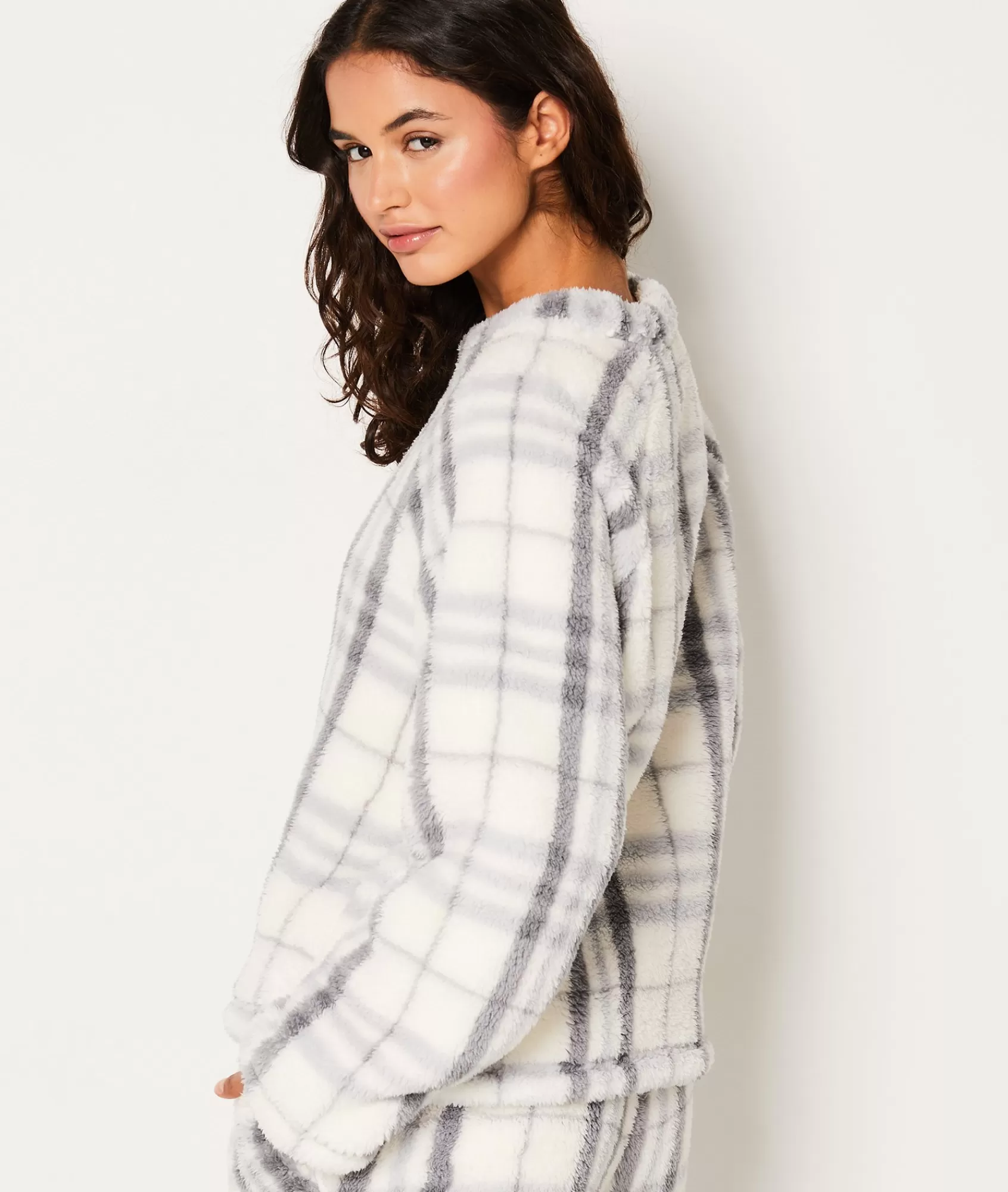 Etam Pyjama Ponchos, Sweatshirts & Jackets | Pyjama Tops>Sweat de pyjama polaire à carreaux