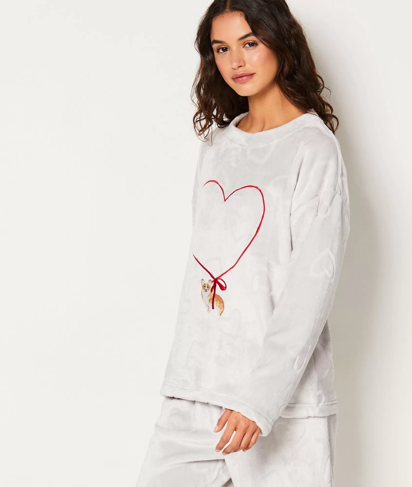 Etam Pyjama Ponchos, Sweatshirts & Jackets | Pyjama Tops>Sweat de pyjama polaire à cœurs