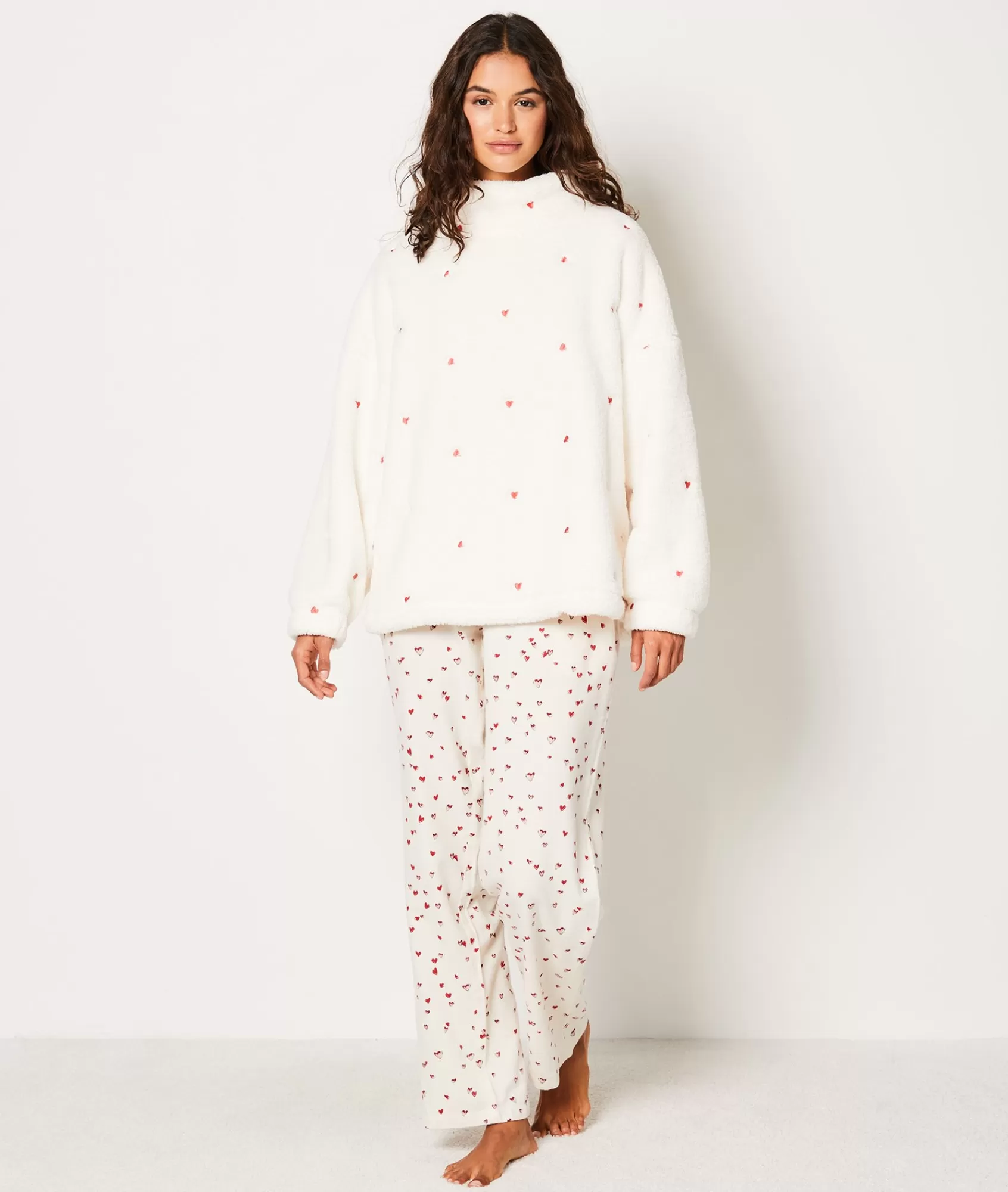 Etam Pyjama Ponchos, Sweatshirts & Jackets | Pyjama Tops>Sweat de pyjama polaire à cœurs