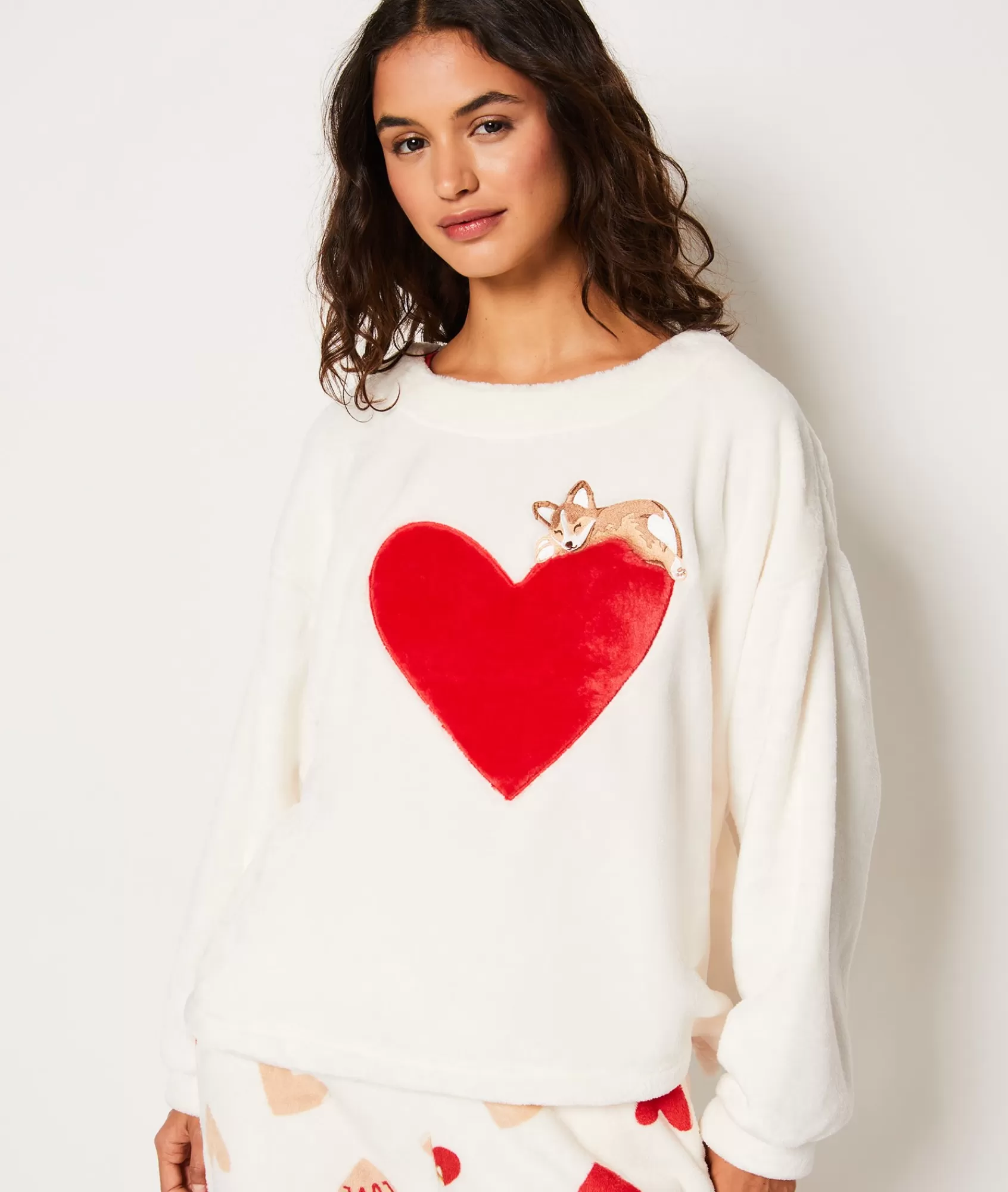 Etam Pyjama Ponchos, Sweatshirts & Jackets | Pyjama Tops>Sweat de pyjama polaire à cœurs