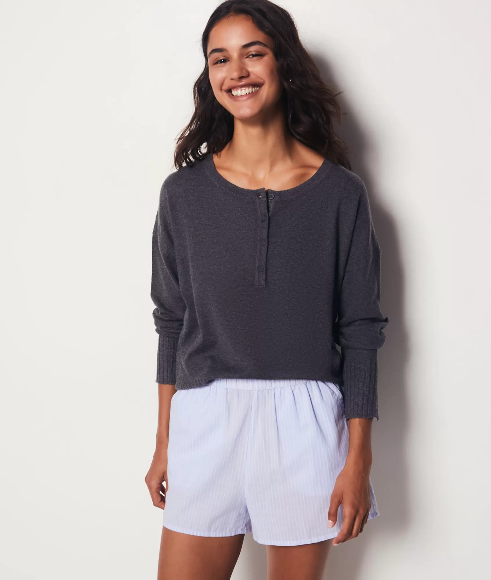 Etam Loungewear>Sweater with Button Details