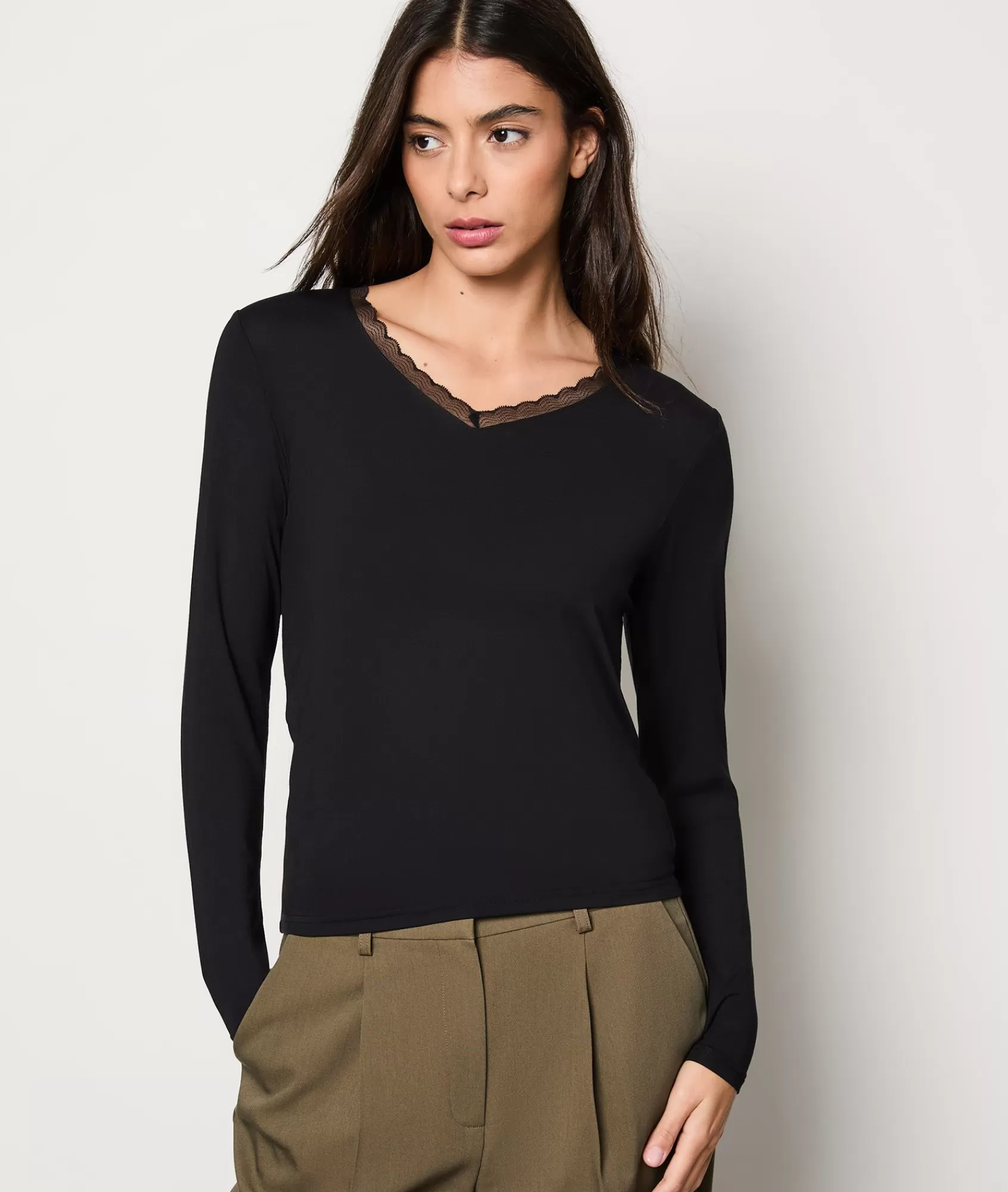 Etam T-shirts | Pyjama Tops>Thermal knit Long-sleeved T-shirt