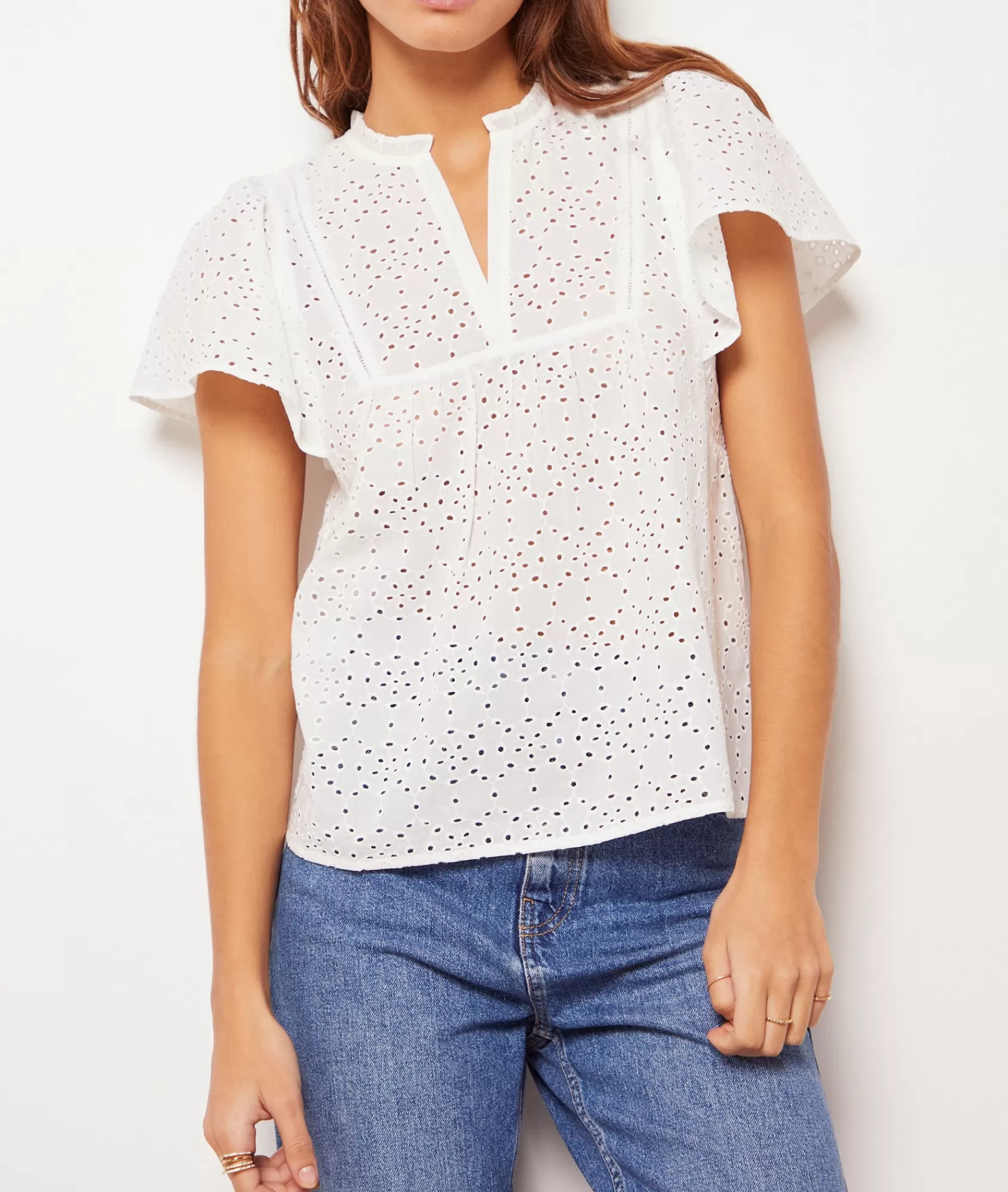Etam T-shirts>Top manches courtes  broderie anglaise