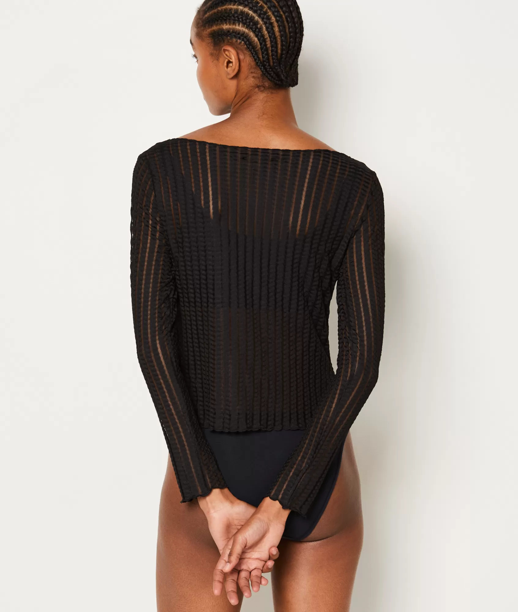 Etam Pyjama Tops>Top manches longues rayures transparentes
