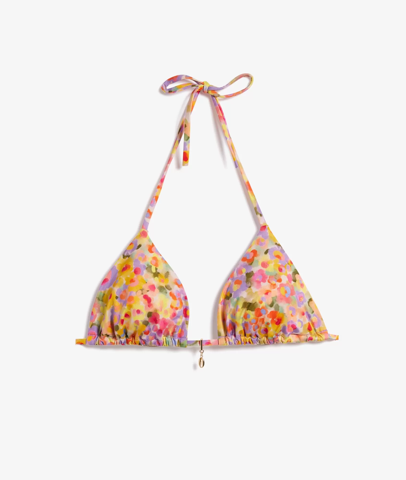Etam Triangle Tops | Fancy Swimwear>Triangle Bikini Top with Floral Detail and Jewel Accent