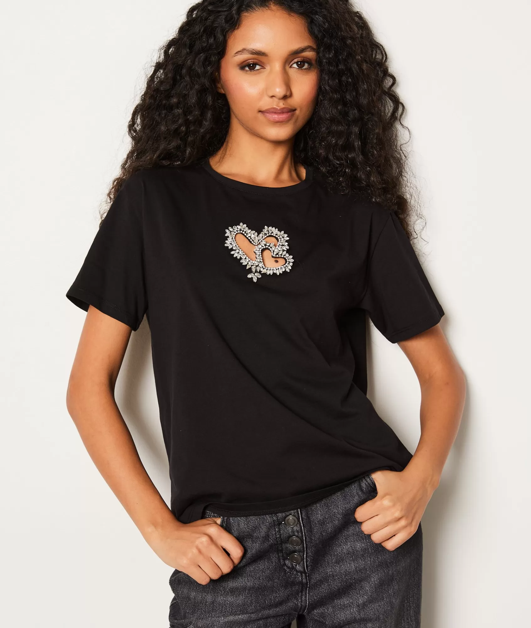 Etam T-shirts>T-shirt avec cœur en strass