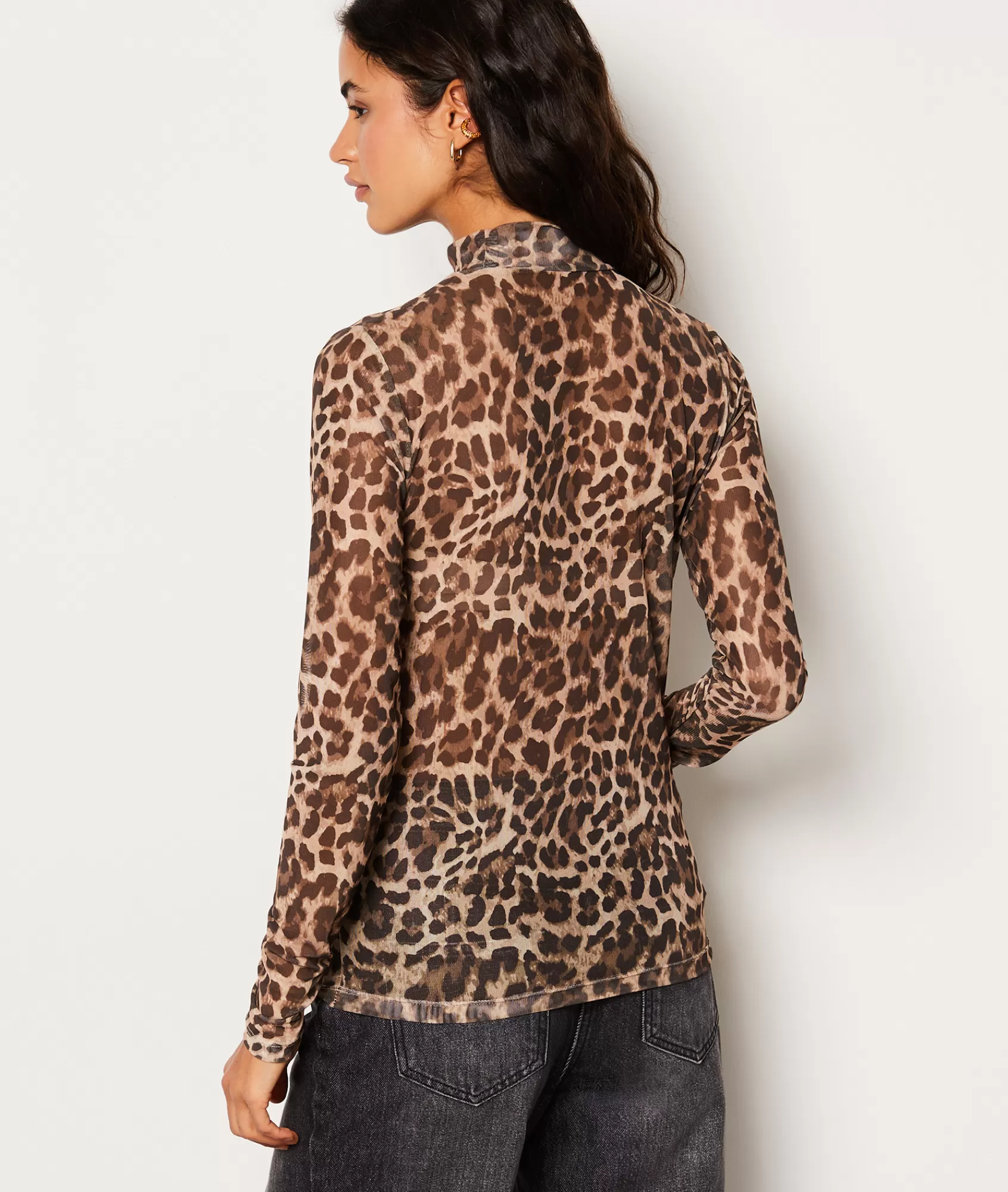 Etam T-shirts>T-shirt col montant imprimé léopard