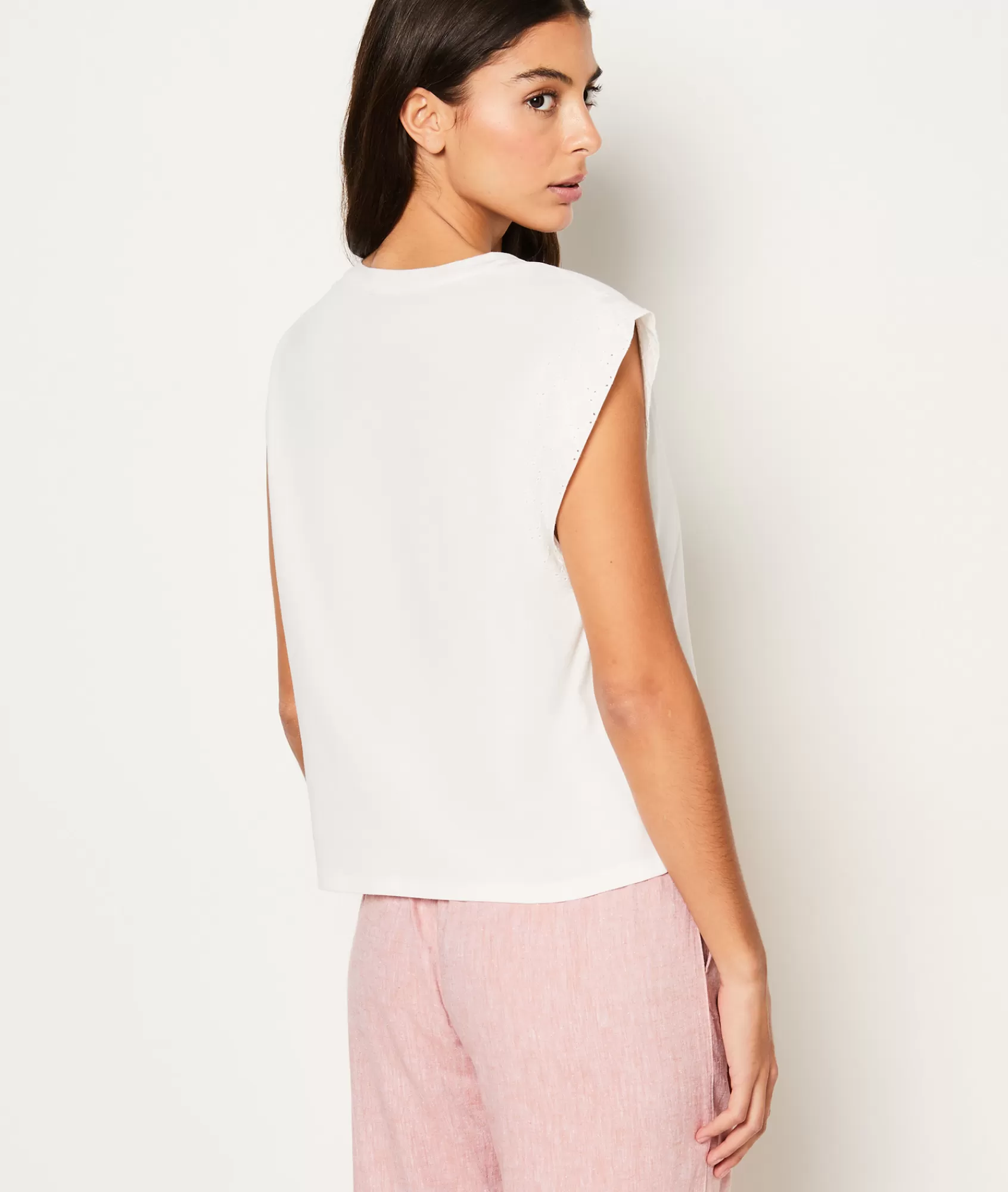 Etam Pyjama Tops>T-shirt de pyjama en coton détail broderie