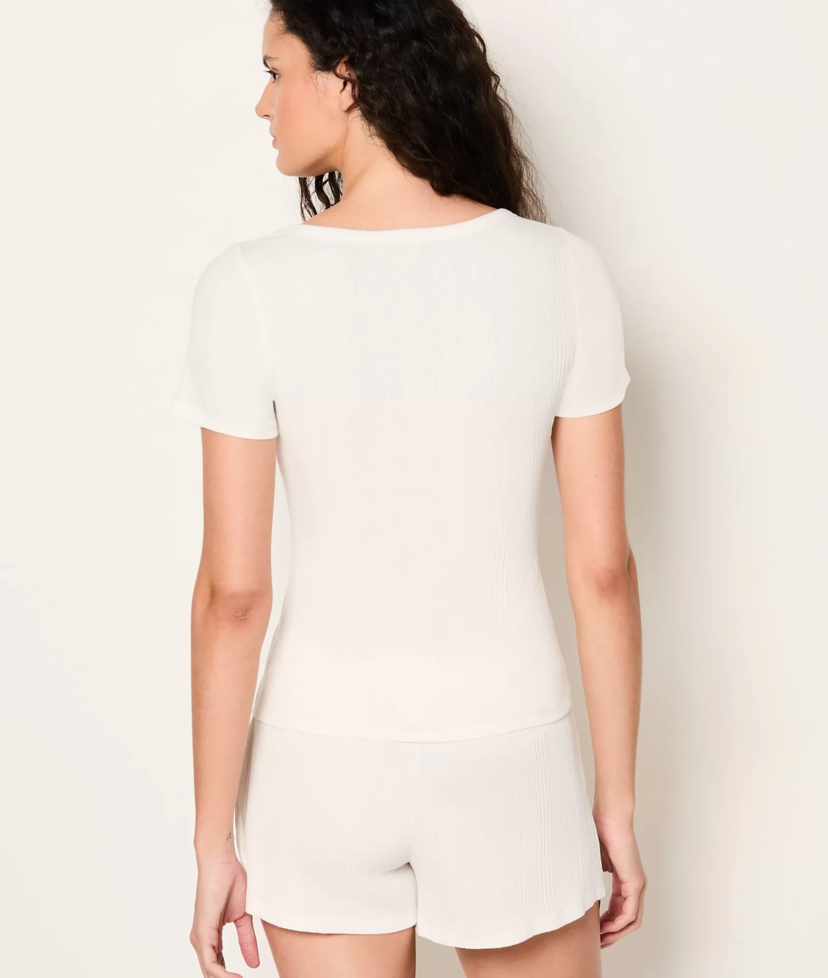 Etam Pyjama Tops>T-shirt de pyjama manches courtes en coton côtelé