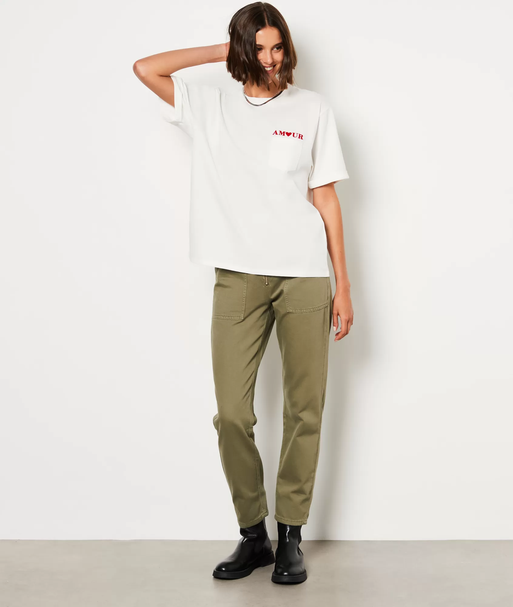 Etam T-shirts>T-shirt manches courtes imprimé "Amour" en coton