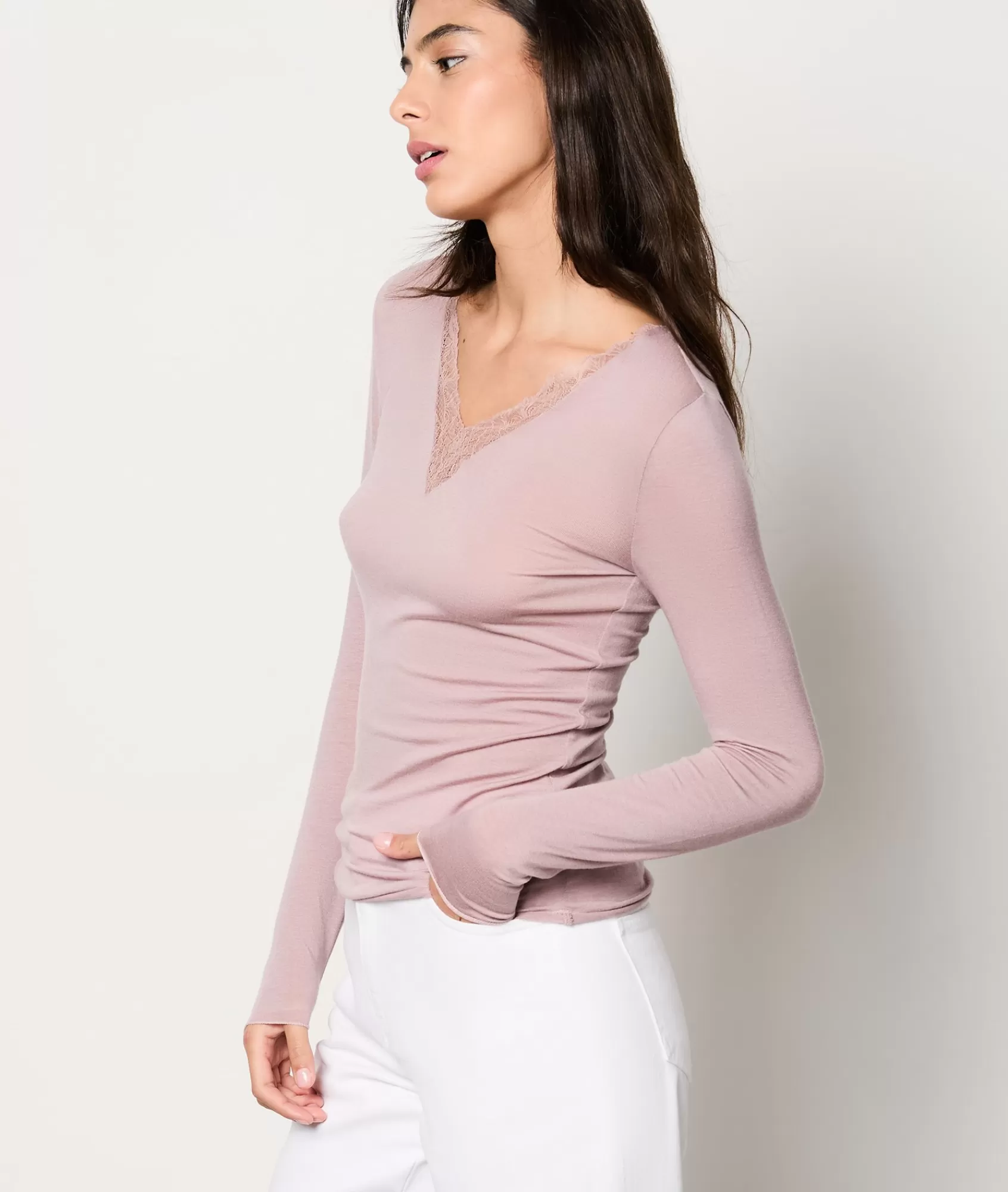Etam Pyjama Tops>T-shirt manches longues avec cachemire en maille thermique