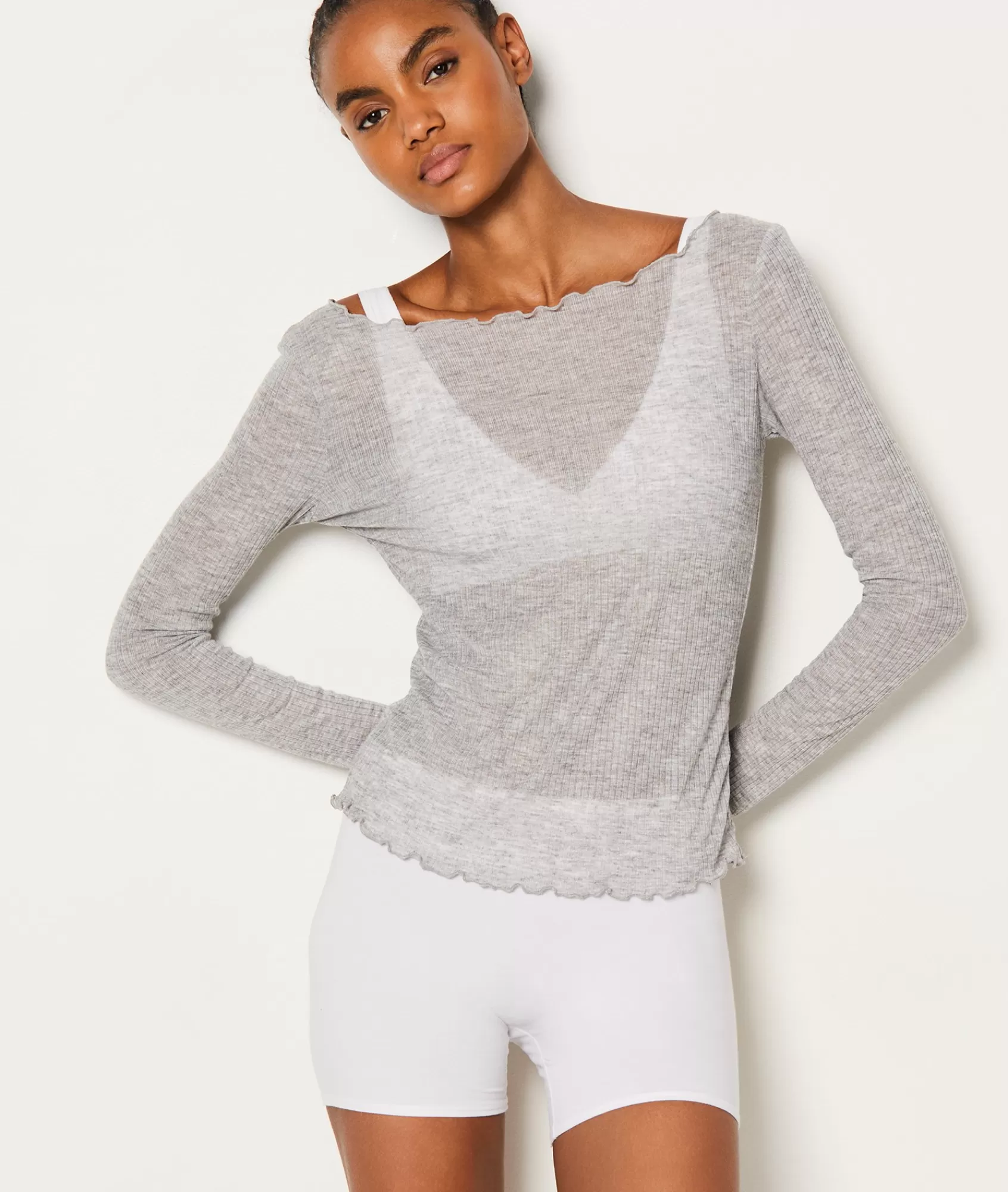 Etam Loungewear | Pyjama Tops>T-shirt manches longues côtelé