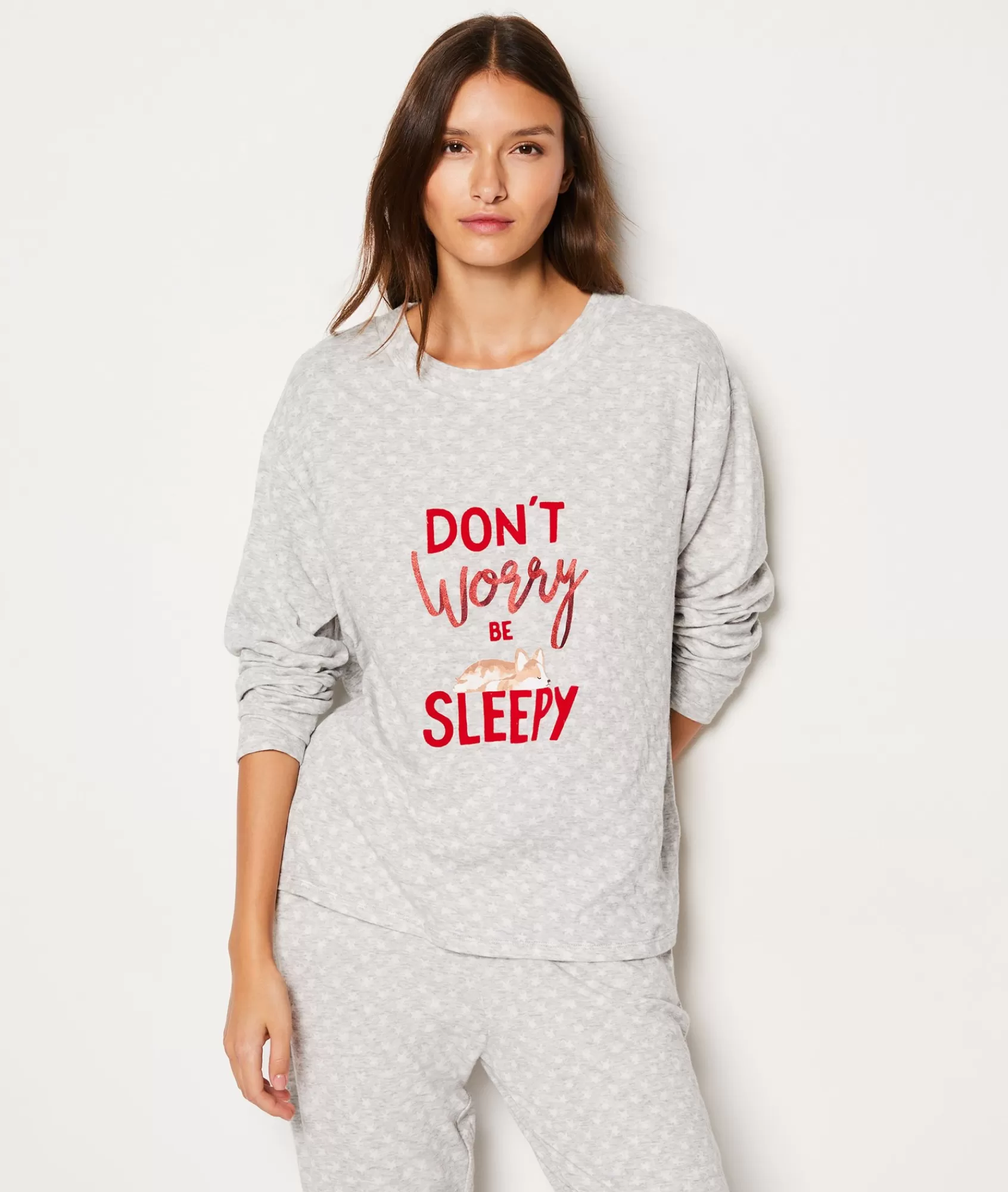 Etam Pyjama Tops>T-shirt manches longues en coton imprimé