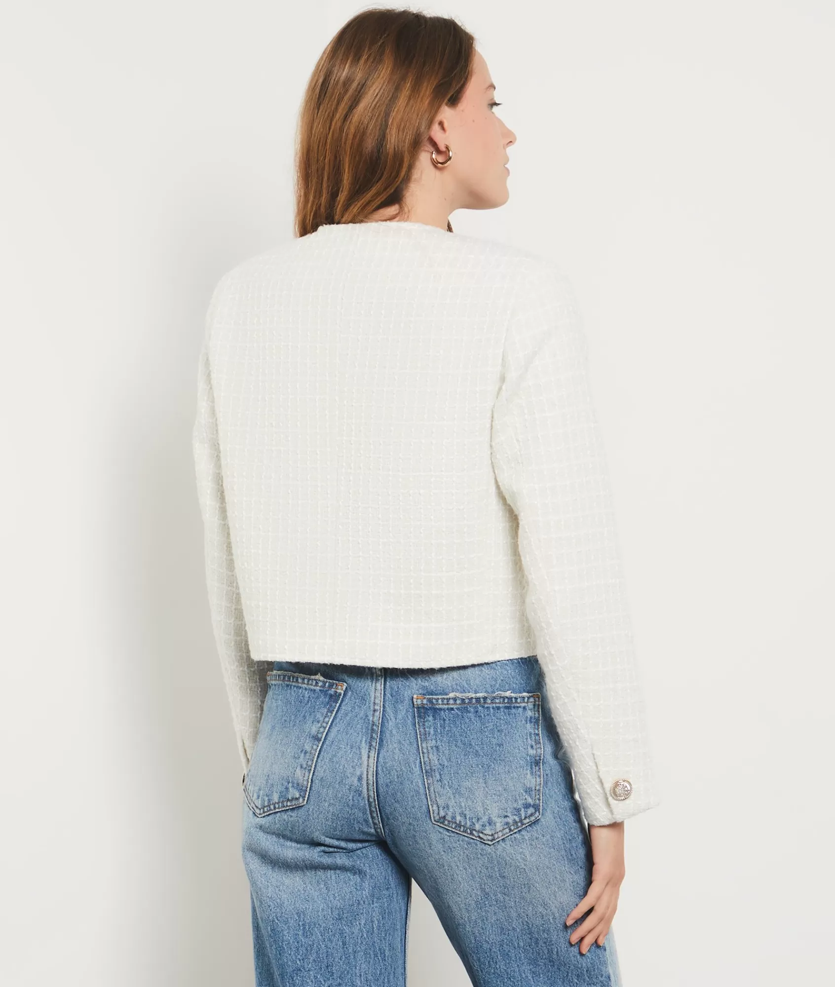 Etam Jackets>Tweed-style short buttoned jacket