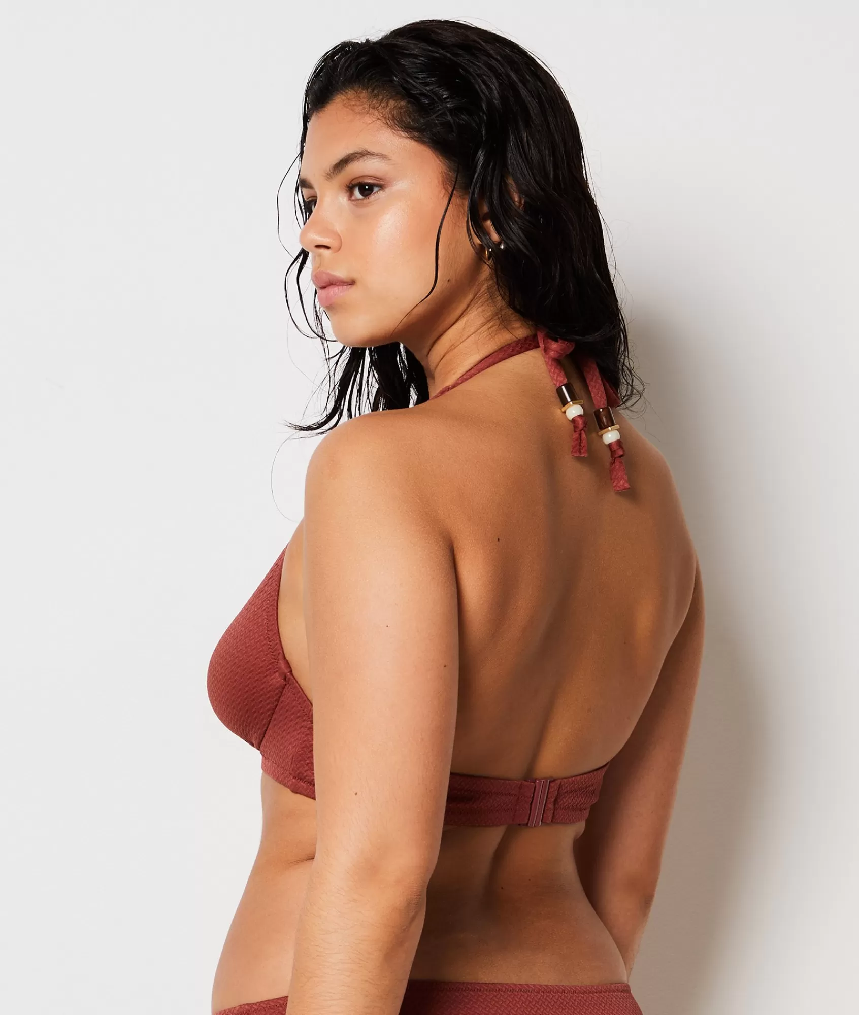 Etam Balconette Tops | Triangle Tops>Underwired Triangle Textured Bikini Top