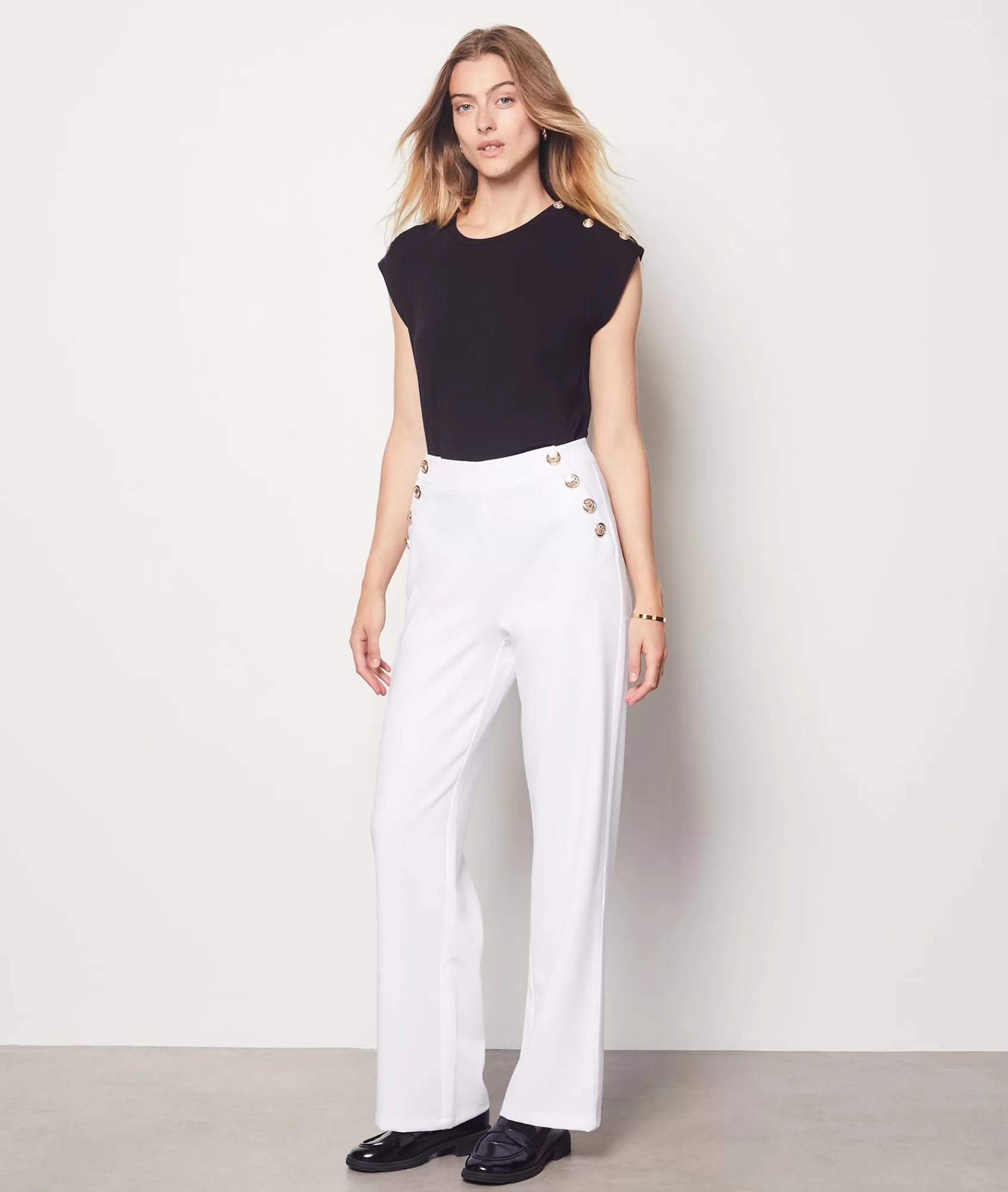 Etam Wide-leg Pants>Wide Cut Trousers with Button Details